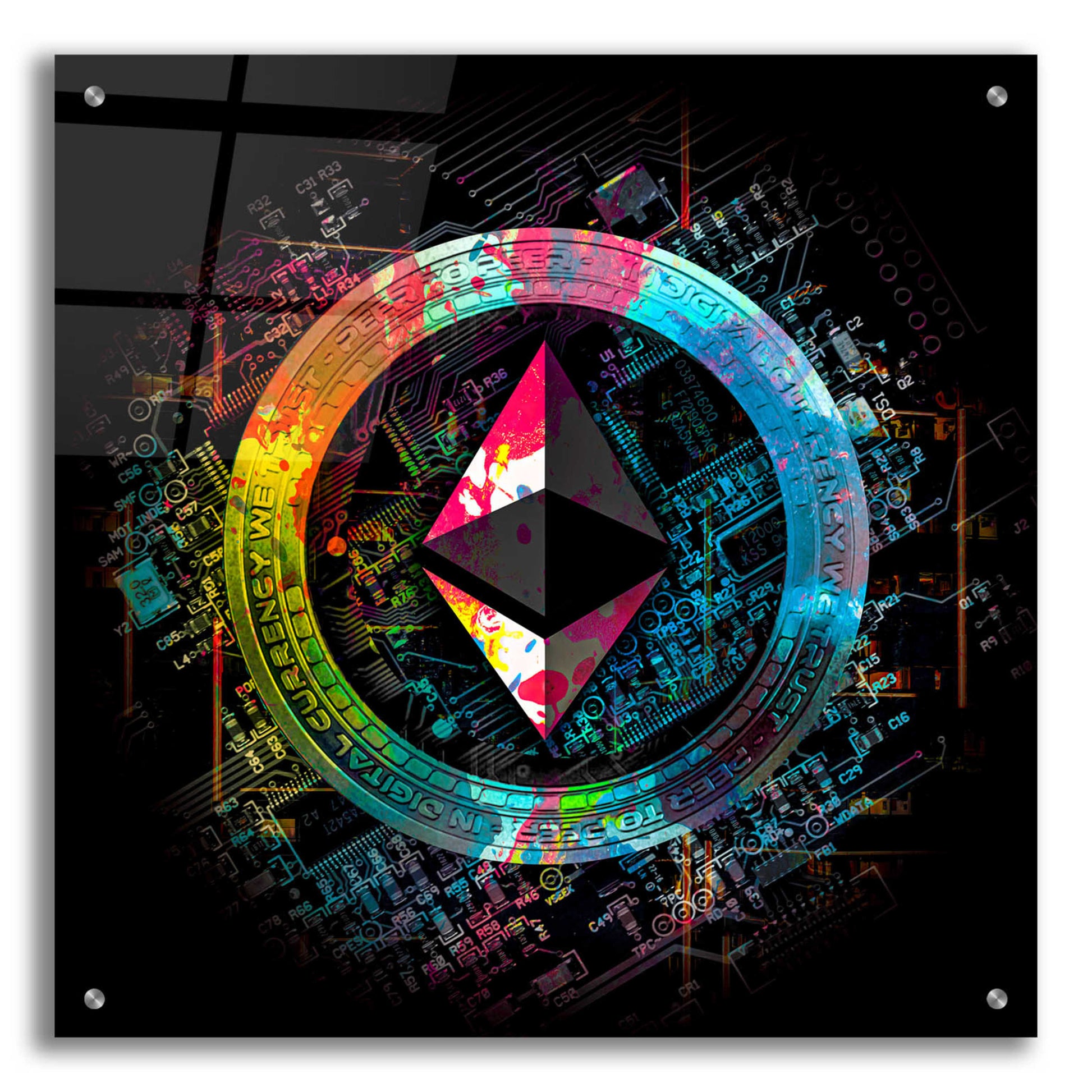 Epic Art 'Ethereum Crypto Power' by Epic Portfolio Acrylic Glass Wall Art,24x24