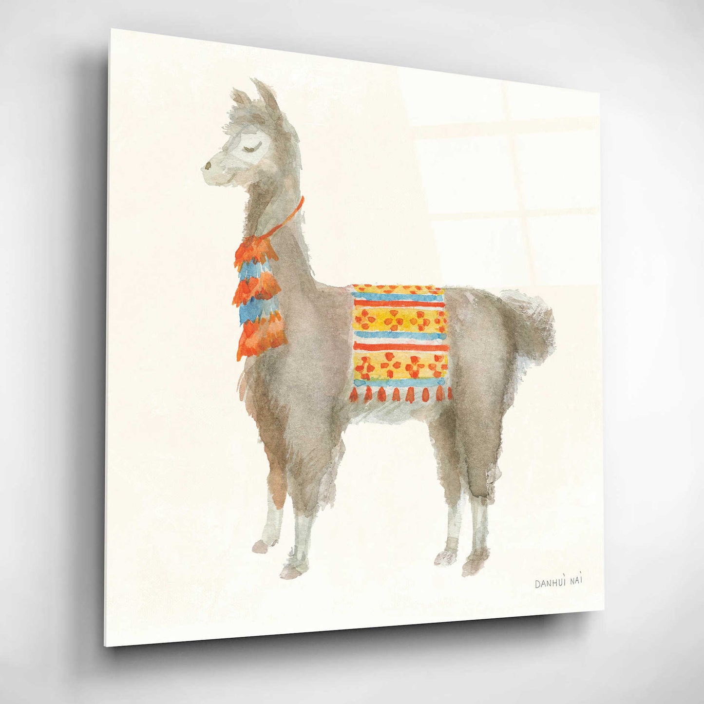 Epic Art 'Festive Llama II' by Danhui Nai, Acrylic Glass Wall Art,12x12