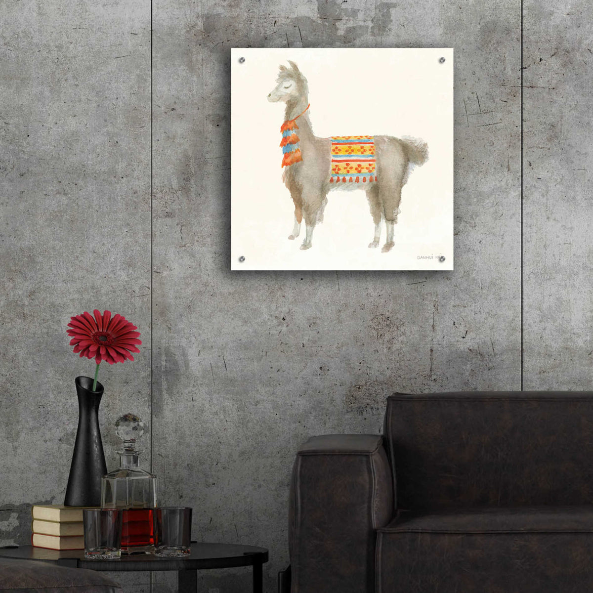 Epic Art 'Festive Llama II' by Danhui Nai, Acrylic Glass Wall Art,24x24