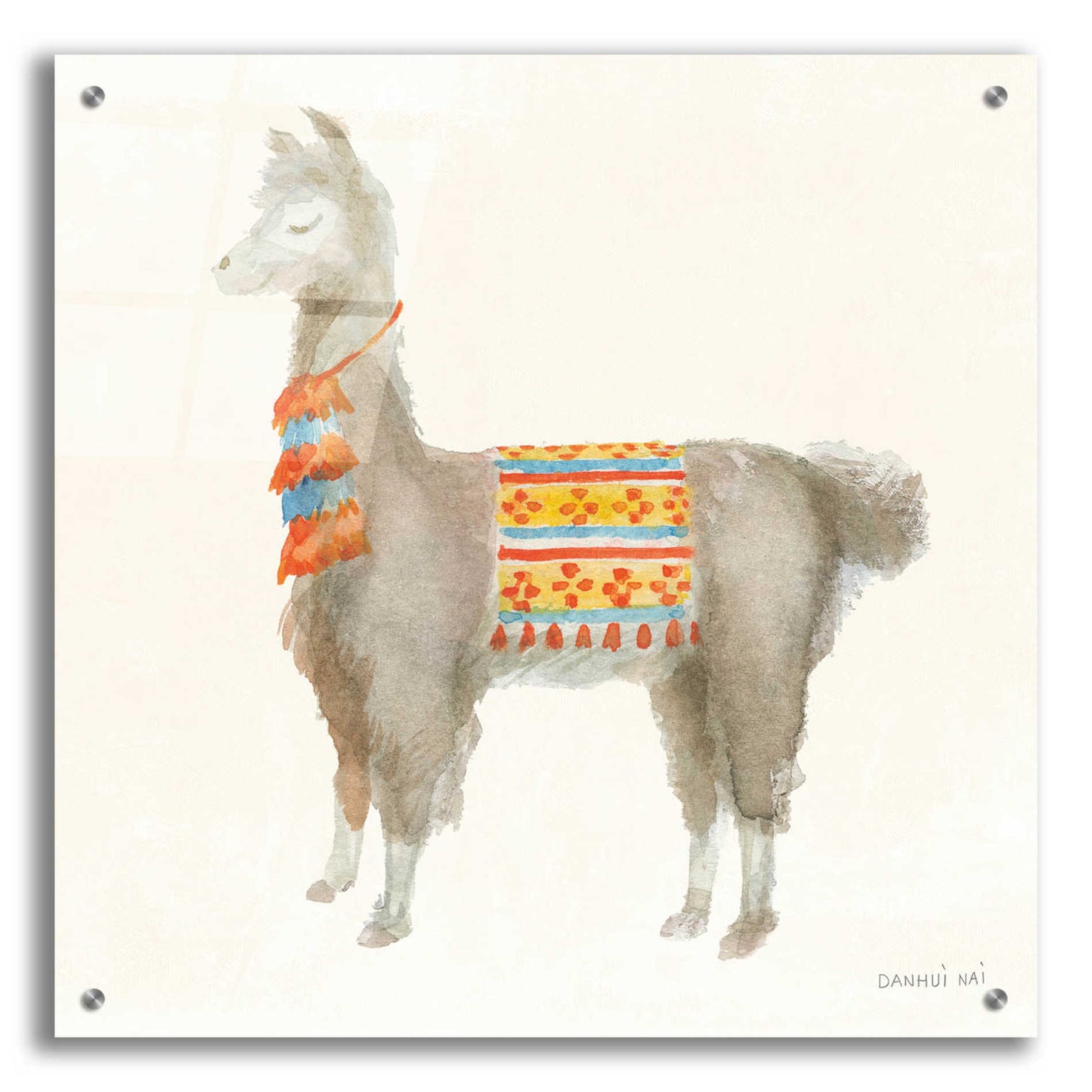 Epic Art 'Festive Llama II' by Danhui Nai, Acrylic Glass Wall Art,24x24