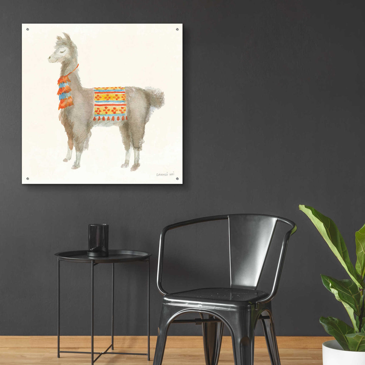 Epic Art 'Festive Llama II' by Danhui Nai, Acrylic Glass Wall Art,36x36