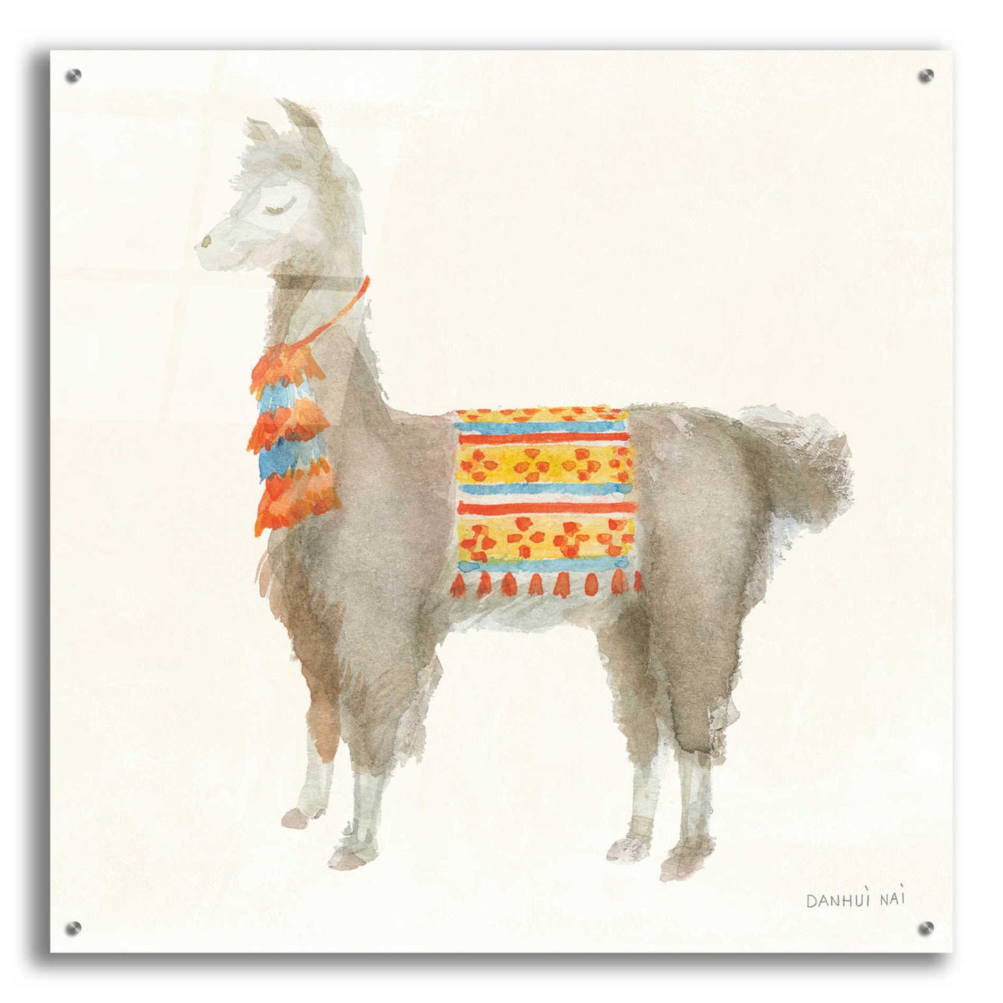 Epic Art 'Festive Llama II' by Danhui Nai, Acrylic Glass Wall Art,36x36