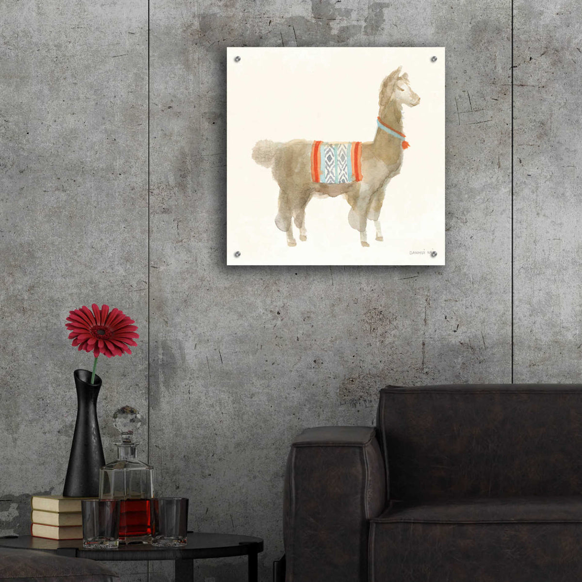 Epic Art 'Festive Llama III' by Danhui Nai, Acrylic Glass Wall Art,24x24