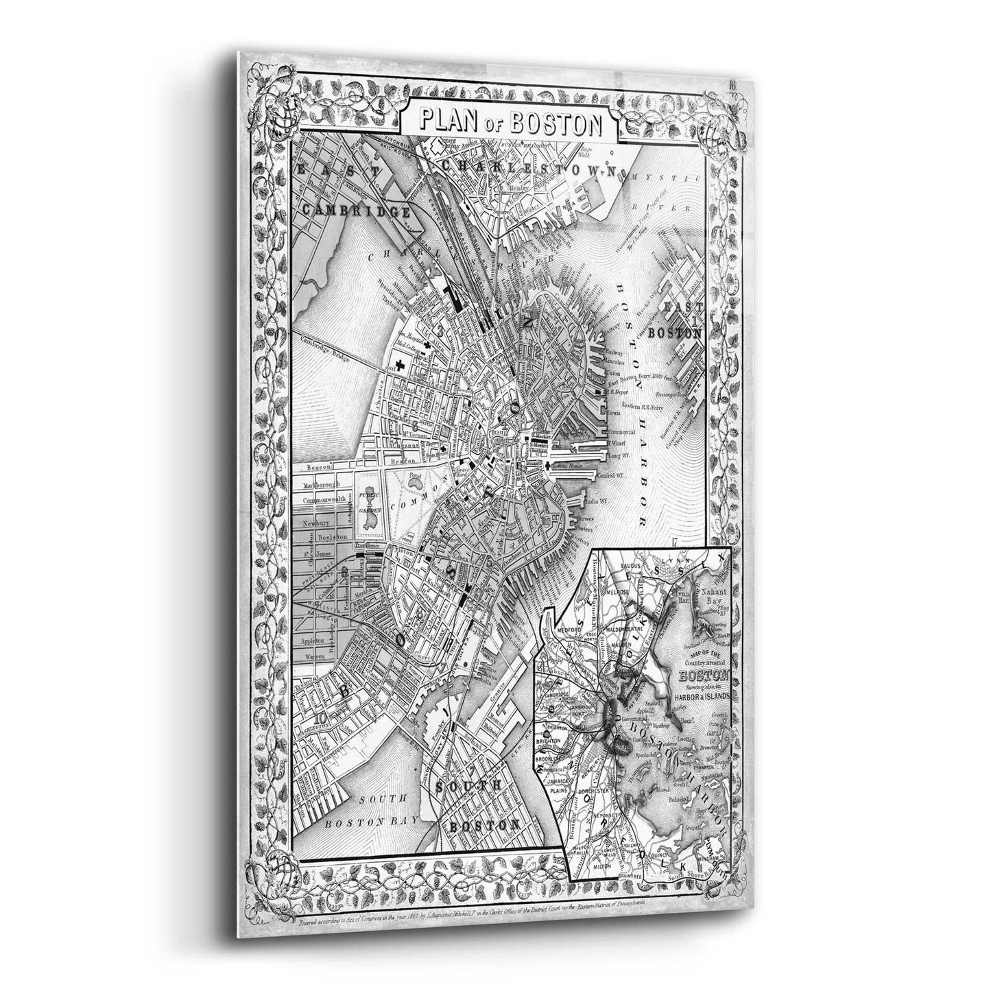 Epic Art 'Plan of Boston' by  Mitchell, Acrylic Glass Wall Art,12x16