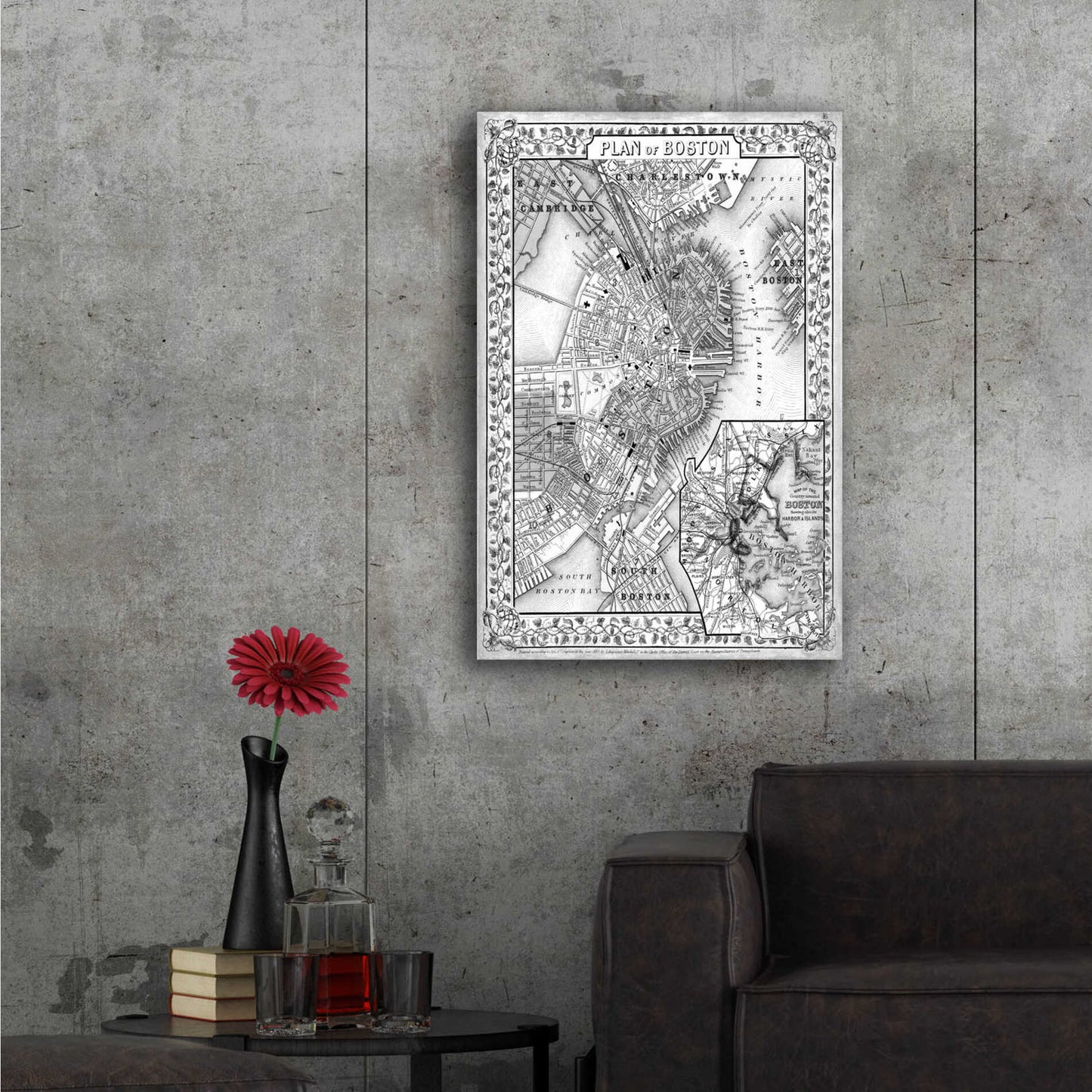 Epic Art 'Plan of Boston' by  Mitchell, Acrylic Glass Wall Art,24x36