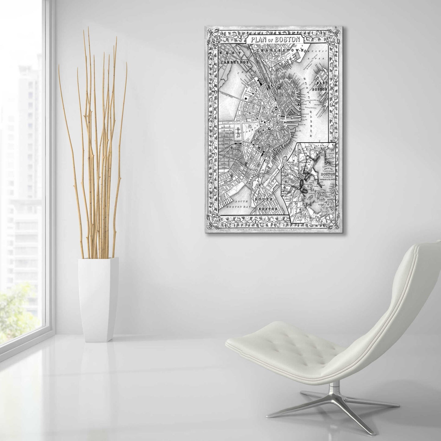 Epic Art 'Plan of Boston' by  Mitchell, Acrylic Glass Wall Art,24x36