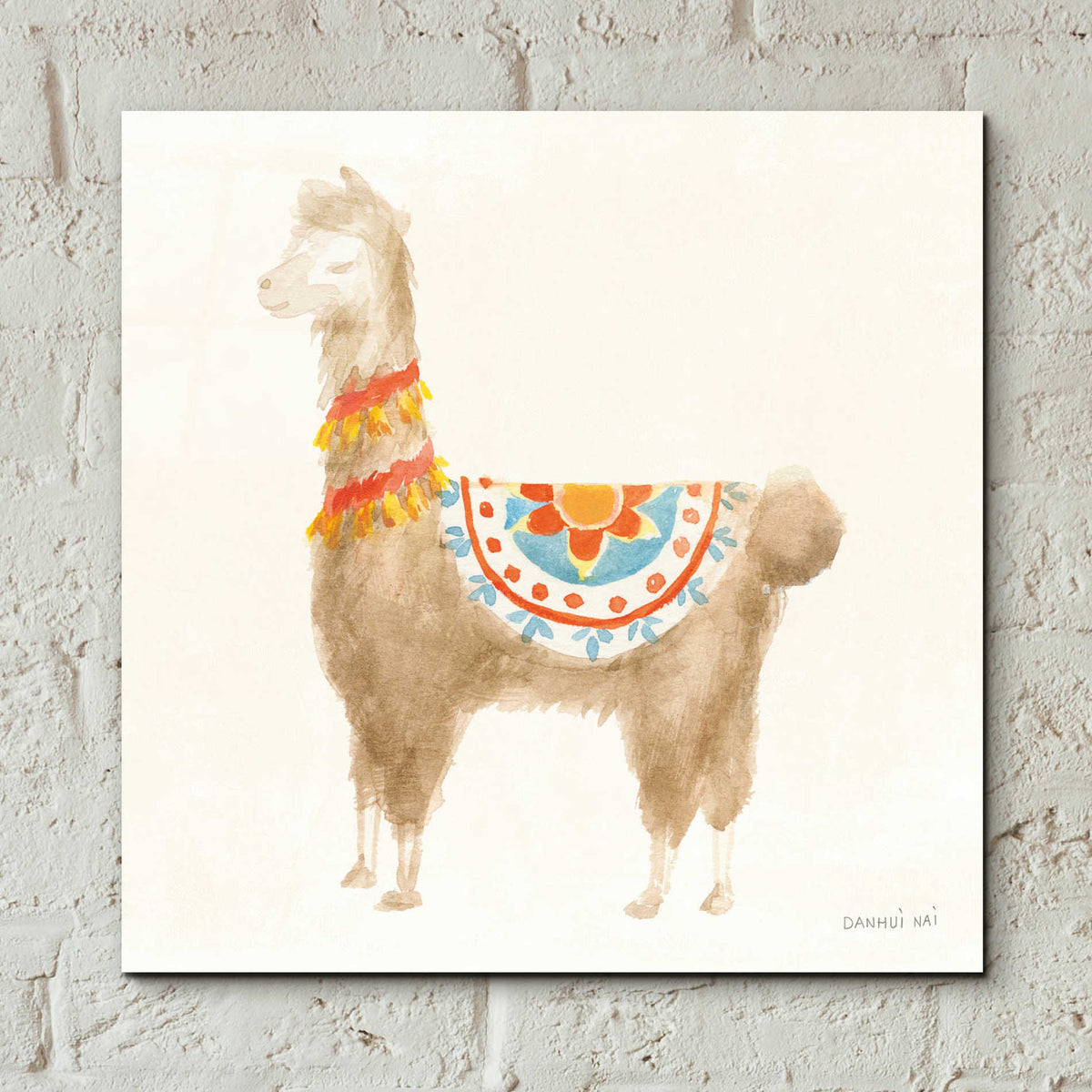Epic Art 'Festive Llama IV' by Danhui Nai, Acrylic Glass Wall Art,12x12