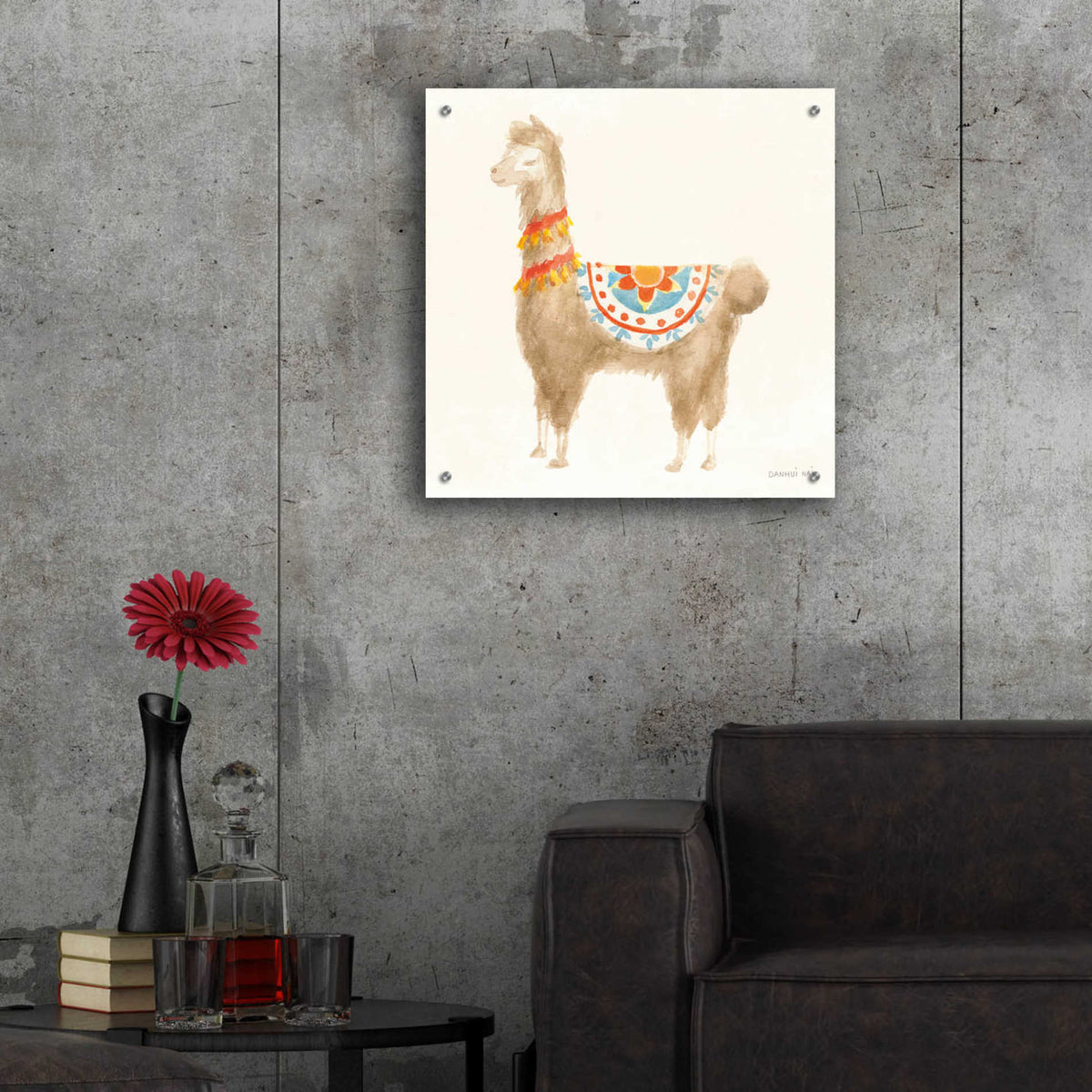 Epic Art 'Festive Llama IV' by Danhui Nai, Acrylic Glass Wall Art,24x24
