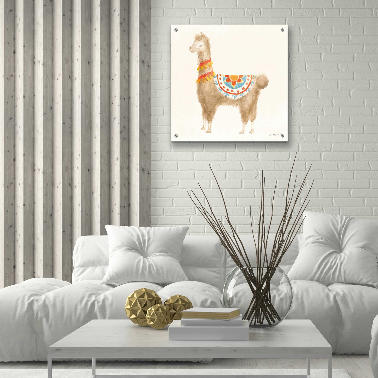 Epic Art 'Festive Llama IV' by Danhui Nai, Acrylic Glass Wall Art,24x24