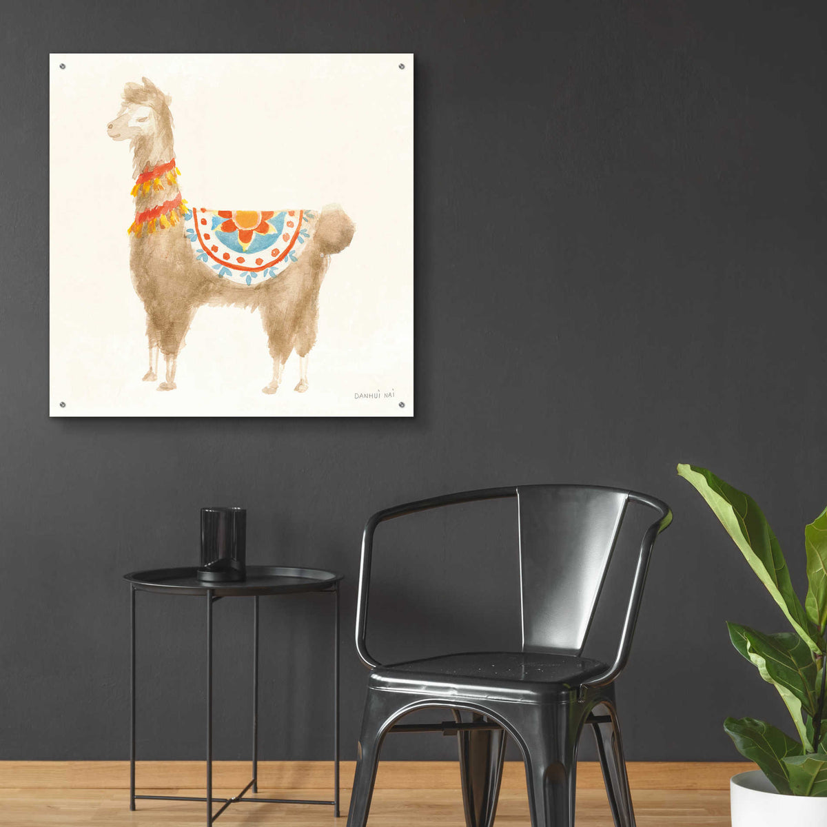 Epic Art 'Festive Llama IV' by Danhui Nai, Acrylic Glass Wall Art,36x36