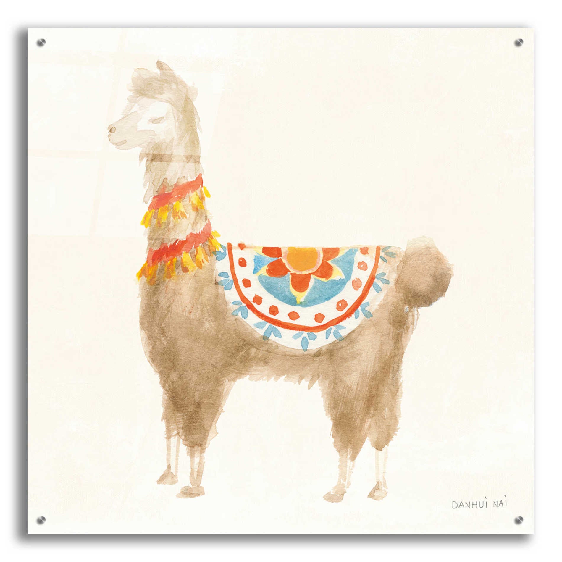 Epic Art 'Festive Llama IV' by Danhui Nai, Acrylic Glass Wall Art,36x36