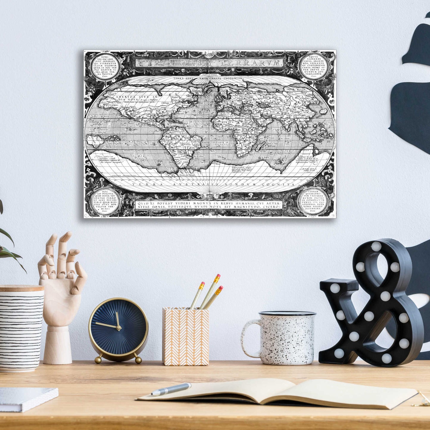 Epic Art 'Antique World Map' by  Vision Studio, Acrylic Glass Wall Art,16x12