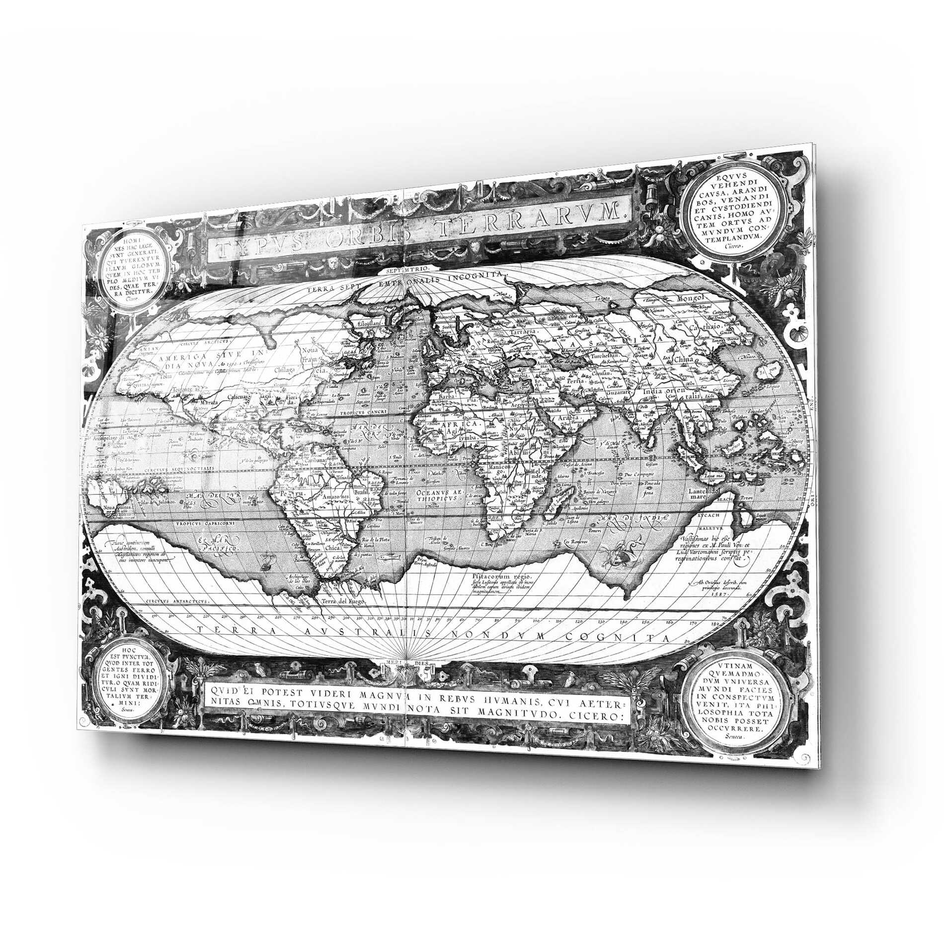 Epic Art 'Antique World Map' by  Vision Studio, Acrylic Glass Wall Art,24x16