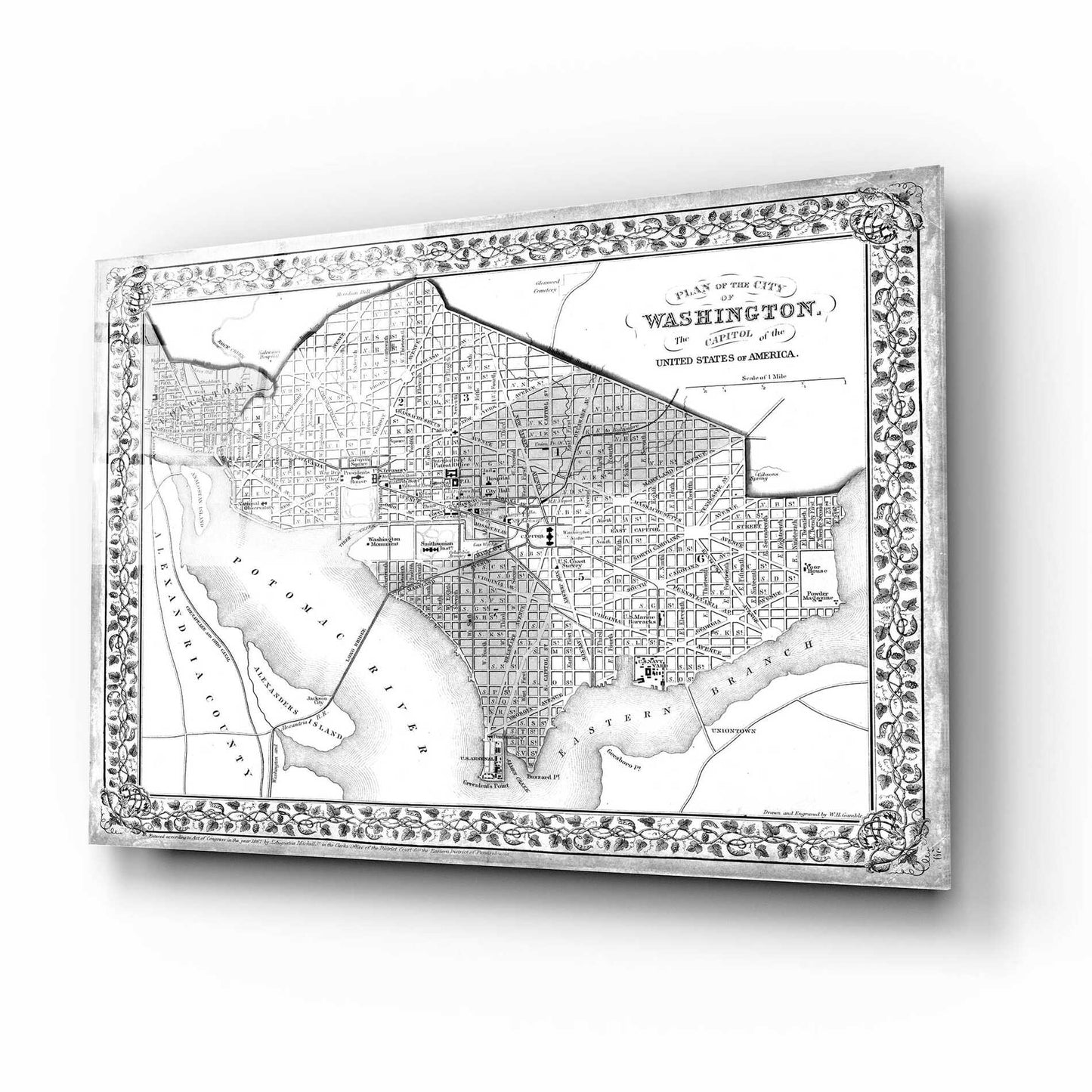 Epic Art 'Plan of Washington DC' by  Mitchell, Acrylic Glass Wall Art,16x12