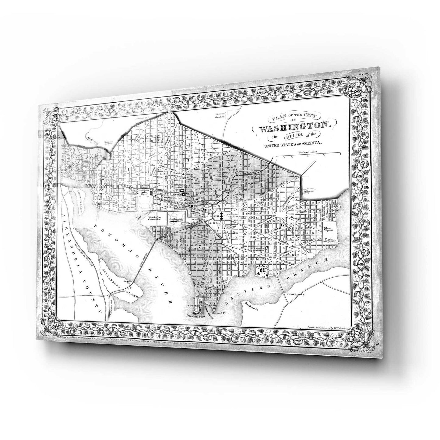 Epic Art 'Plan of Washington DC' by  Mitchell, Acrylic Glass Wall Art,24x16