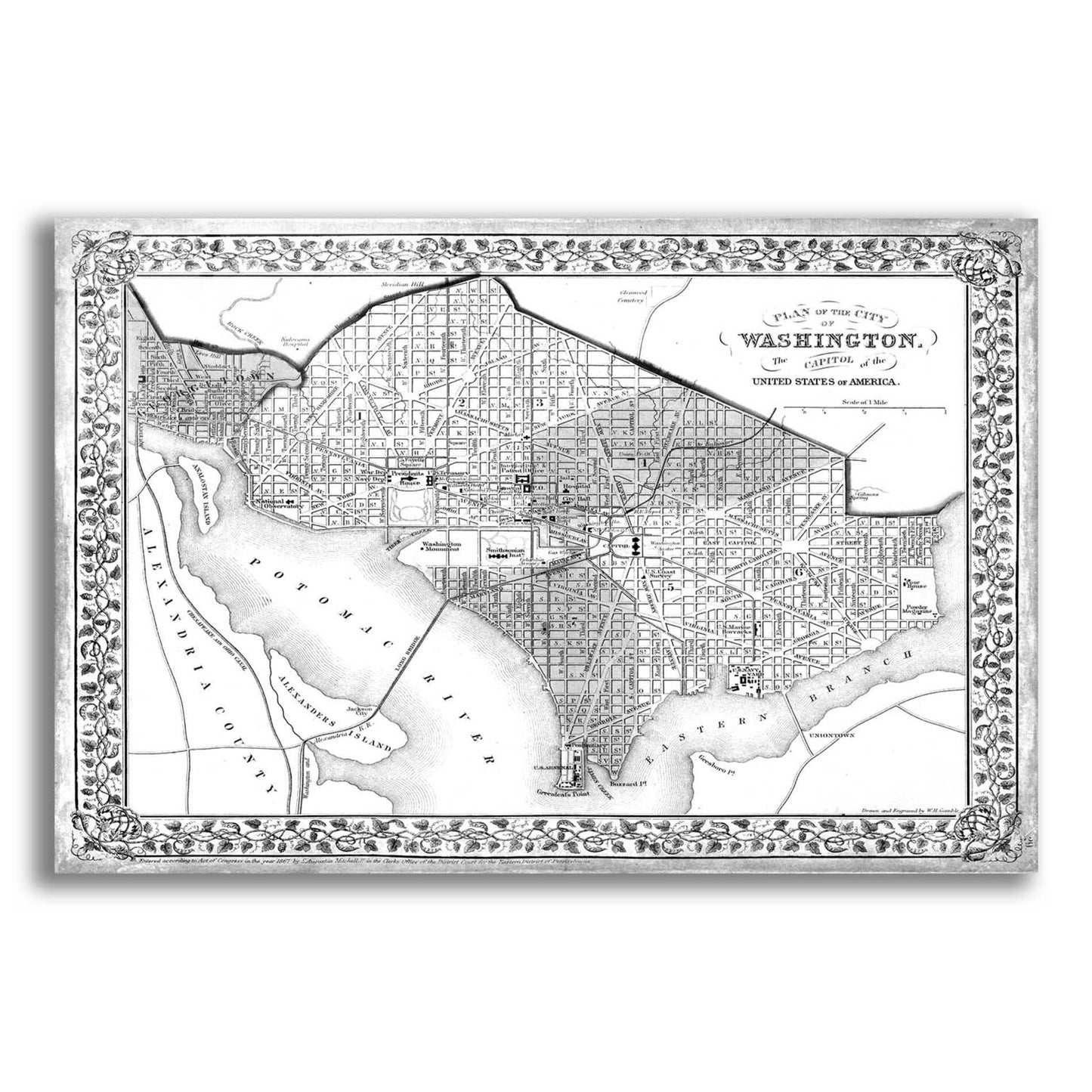 Epic Art 'Plan of Washington DC' by  Mitchell, Acrylic Glass Wall Art