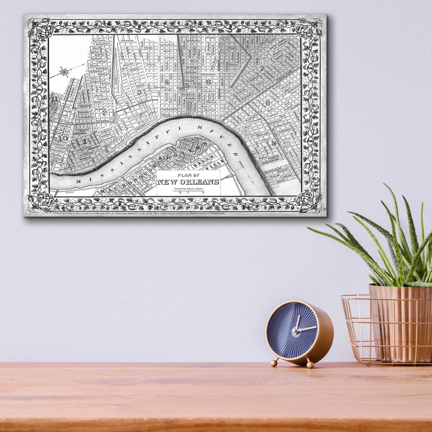 Epic Art 'Plan of New Orleans' by  Mitchell, Acrylic Glass Wall Art,16x12