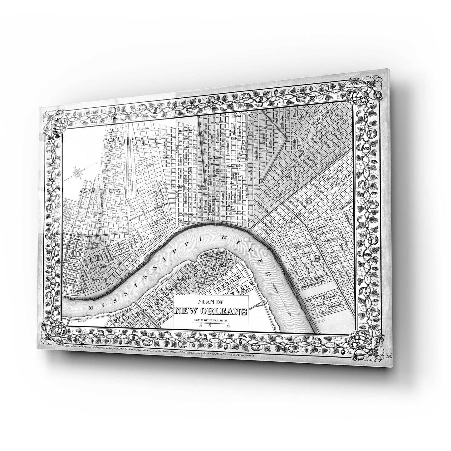 Epic Art 'Plan of New Orleans' by  Mitchell, Acrylic Glass Wall Art,24x16