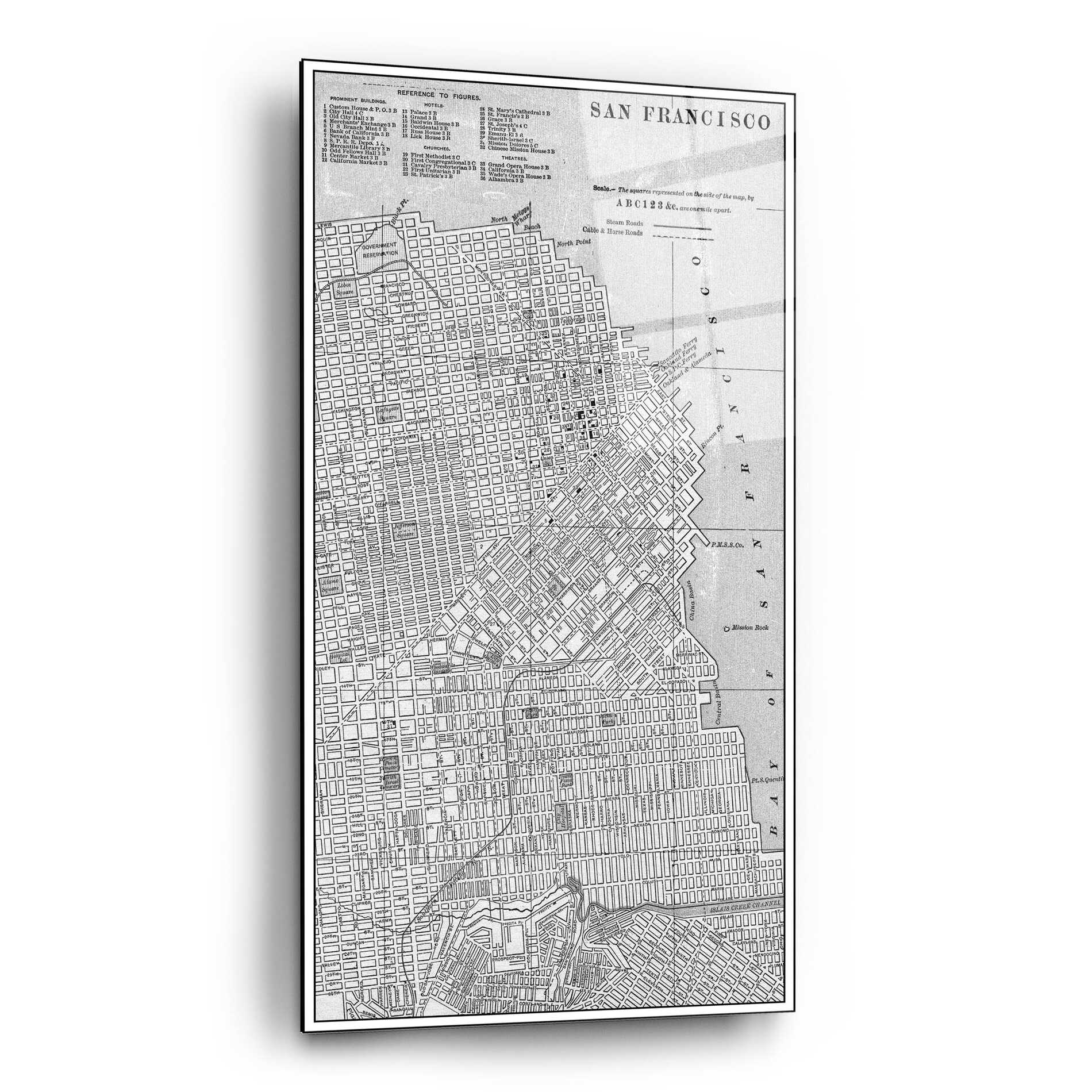 Epic Art 'Tinted Map of San Fransisco' by  Vision Studio, Acrylic Glass Wall Art,12x24