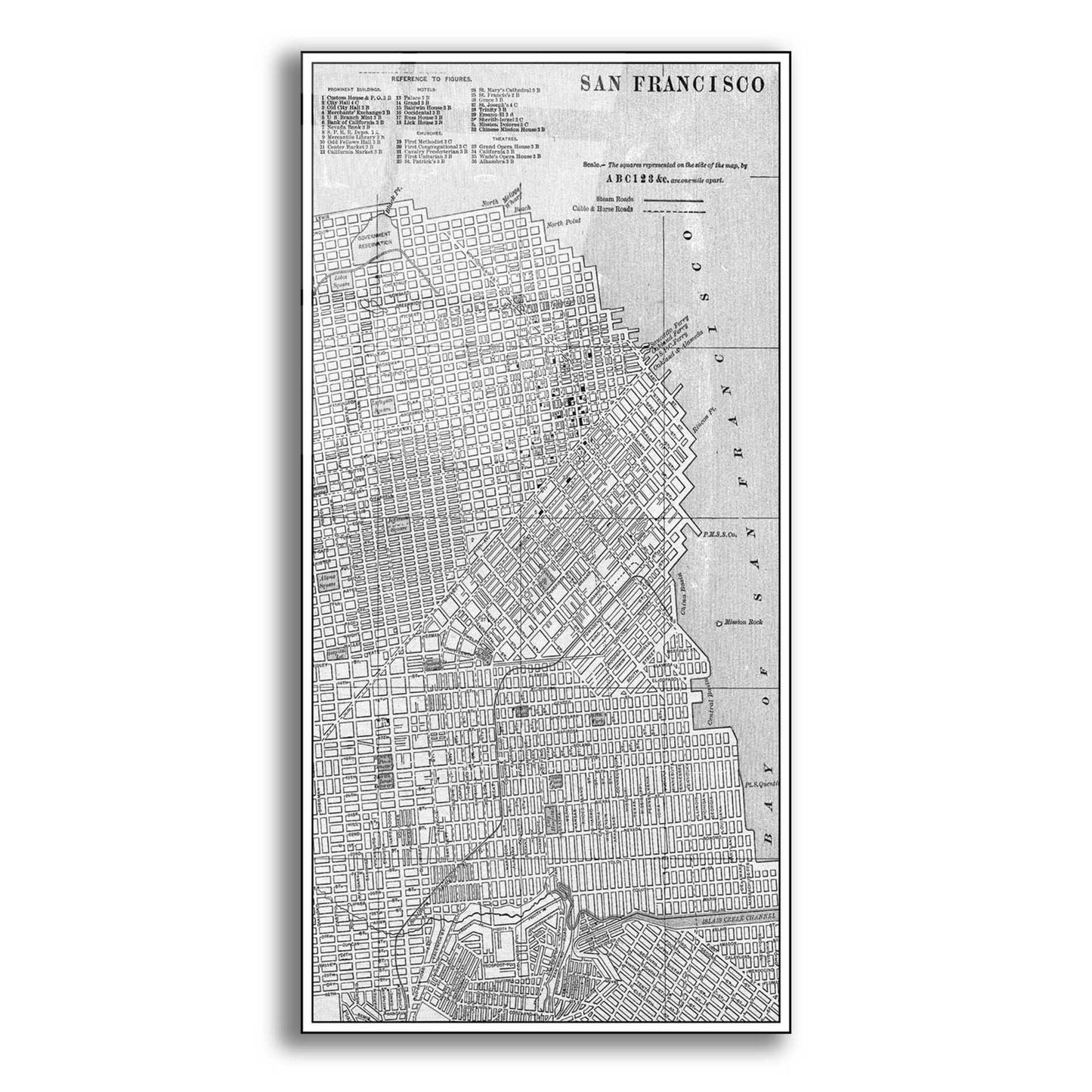 Epic Art 'Tinted Map of San Fransisco' by  Vision Studio, Acrylic Glass Wall Art,12x24