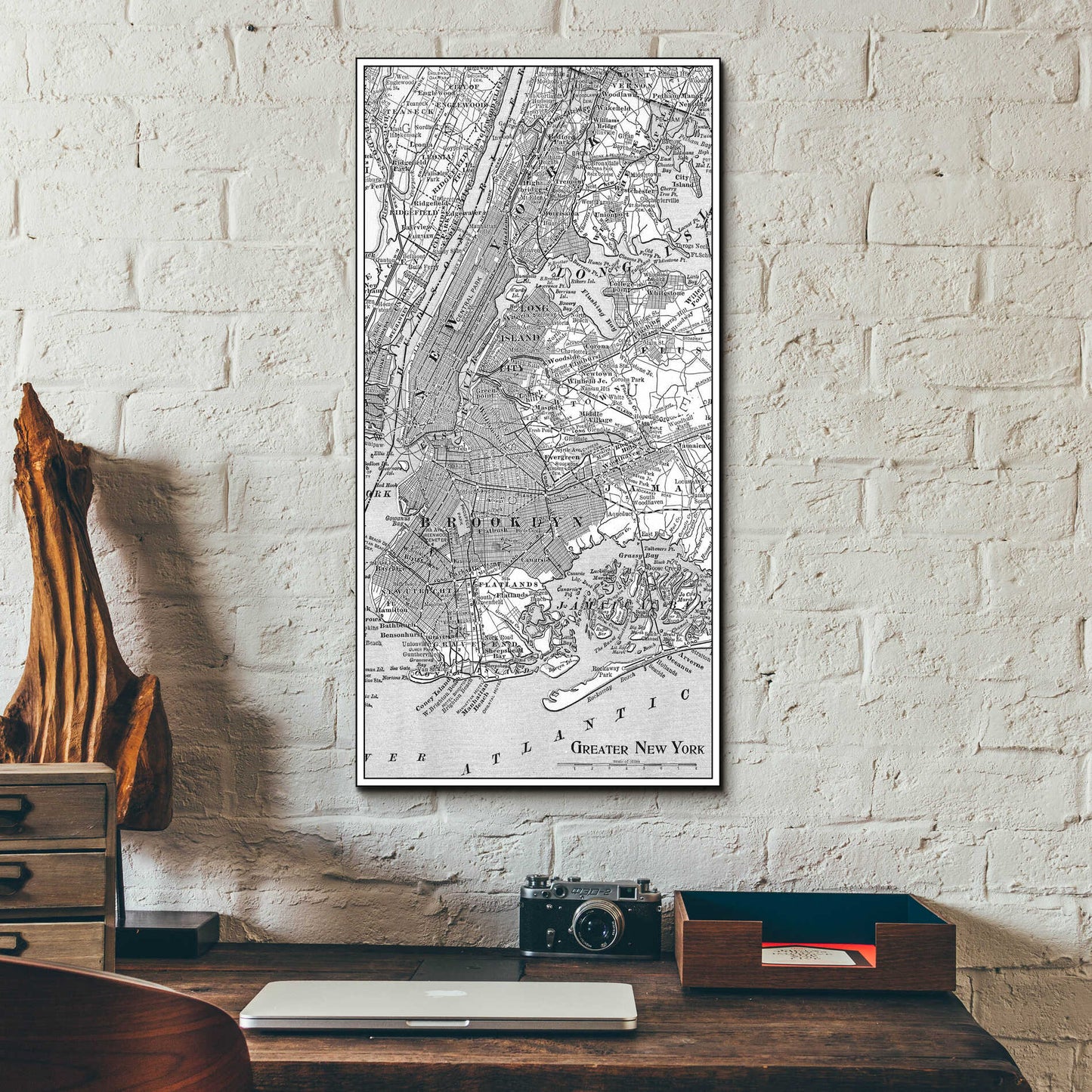 Epic Art 'Tinted Map of New York' by  Vision Studio, Acrylic Glass Wall Art,12x24