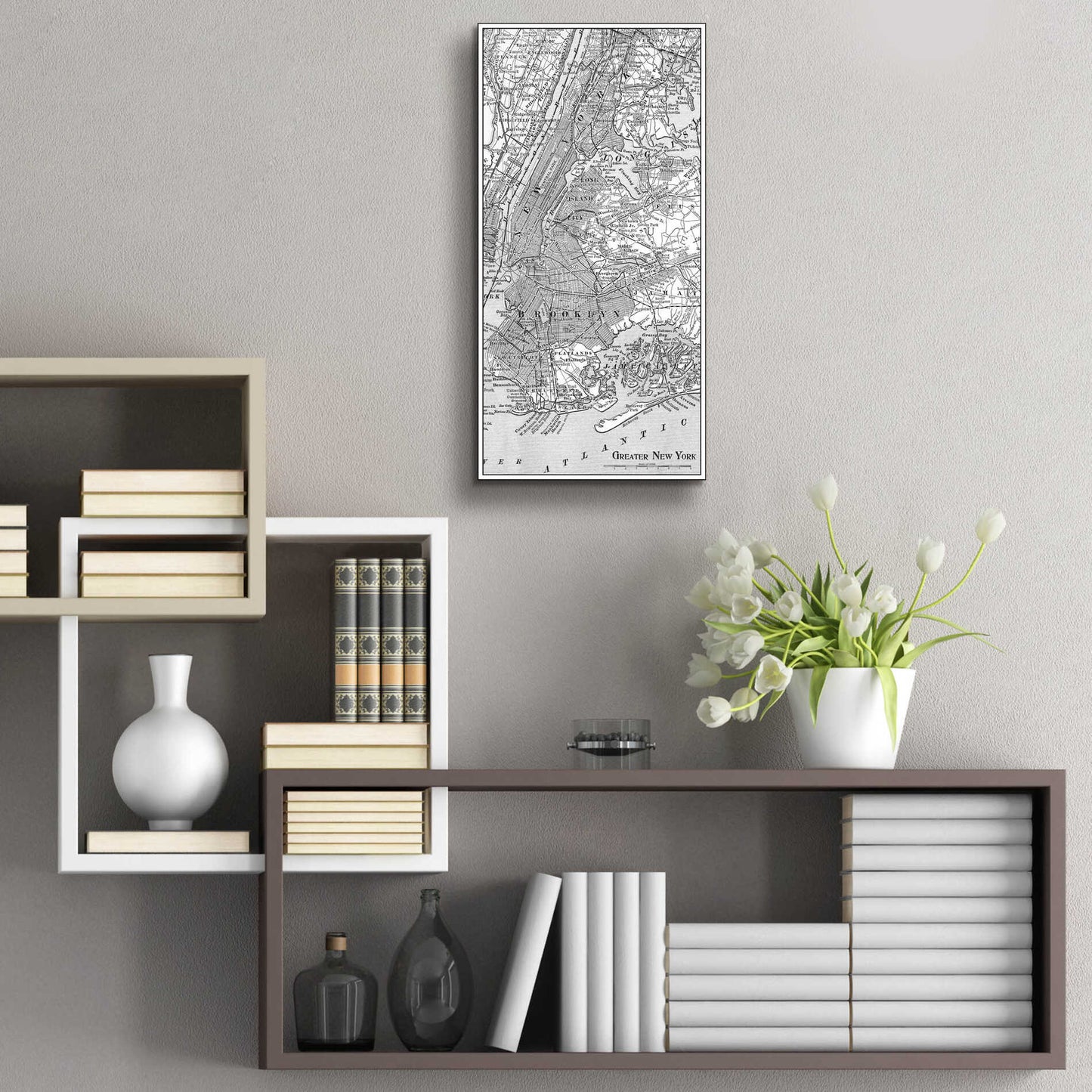 Epic Art 'Tinted Map of New York' by  Vision Studio, Acrylic Glass Wall Art,12x24