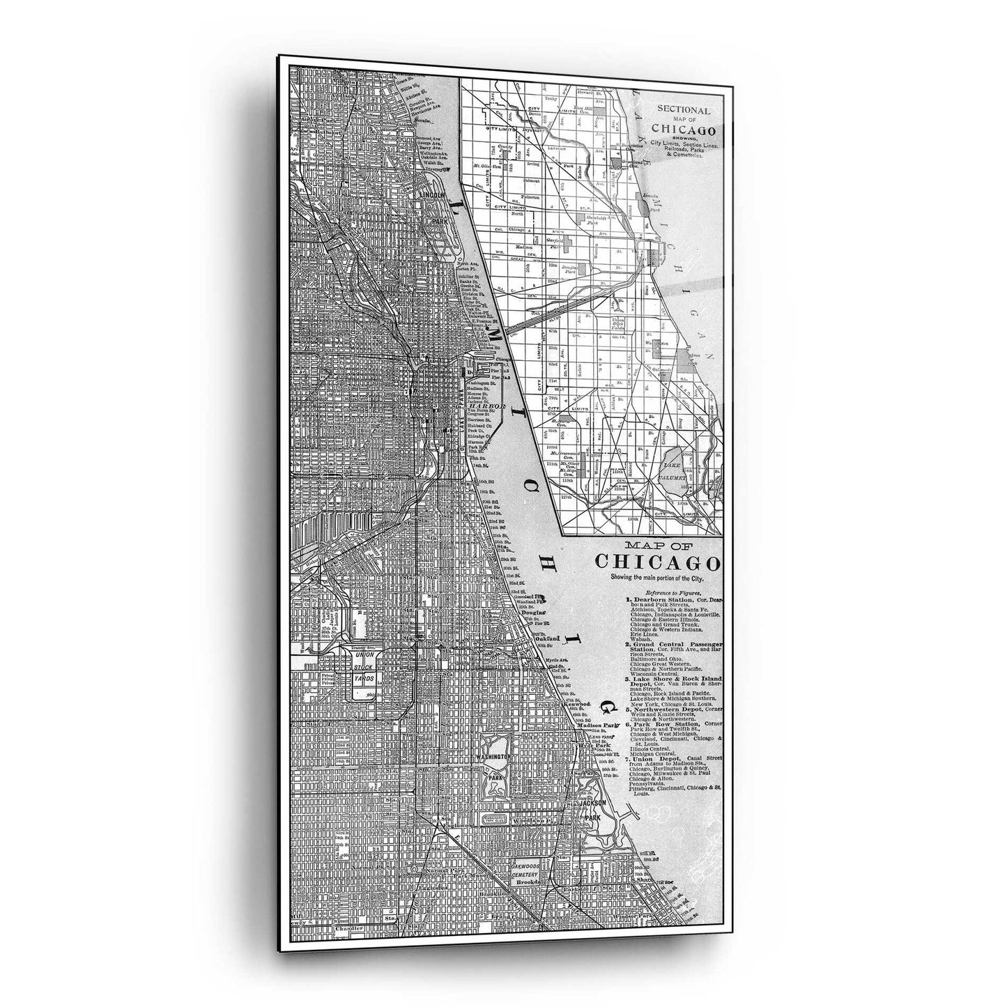Epic Art 'Tinted Map of Chicago' by  Vision Studio, Acrylic Glass Wall Art,12x24
