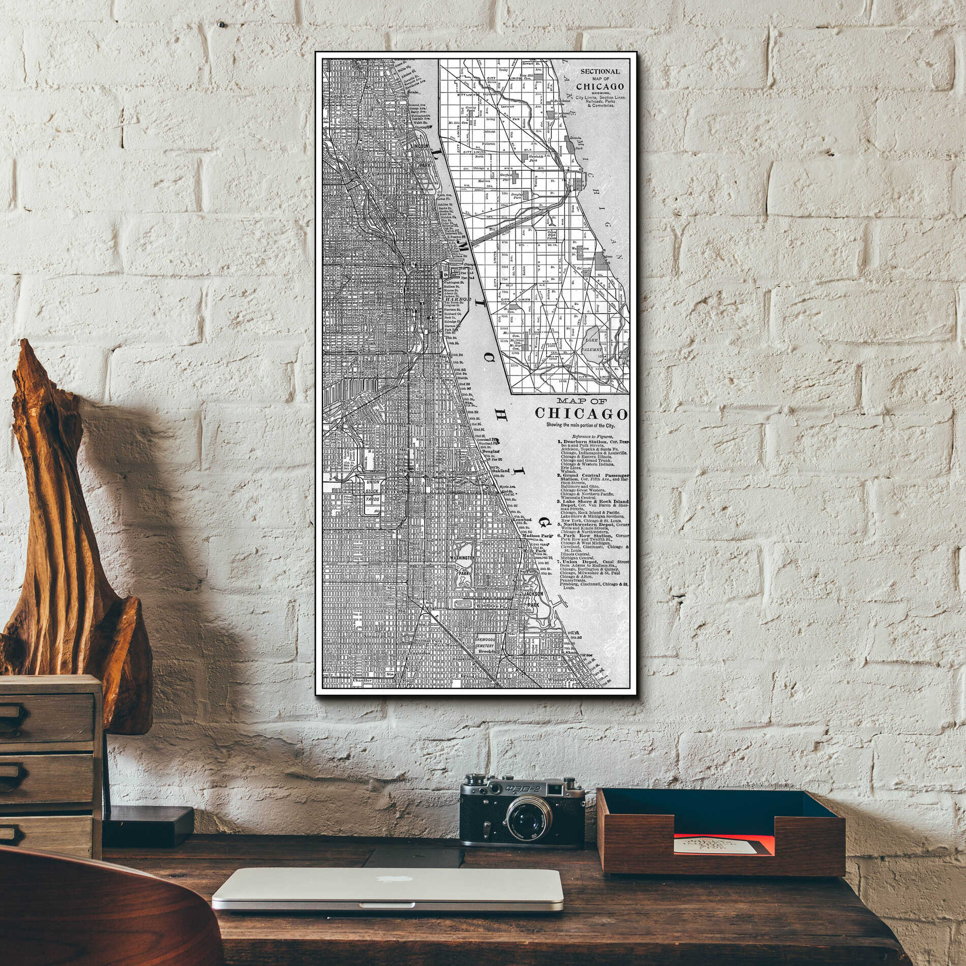 Epic Art 'Tinted Map of Chicago' by  Vision Studio, Acrylic Glass Wall Art,12x24