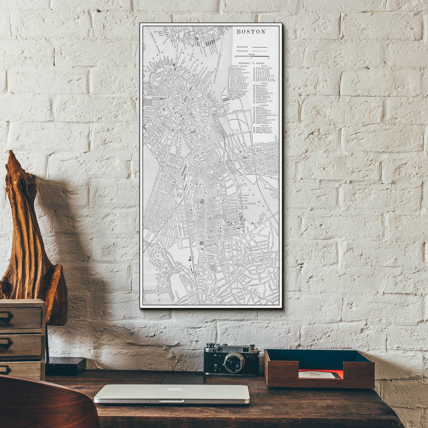 Epic Art 'Tinted Map of Boston' by  Vision Studio, Acrylic Glass Wall Art,12x24