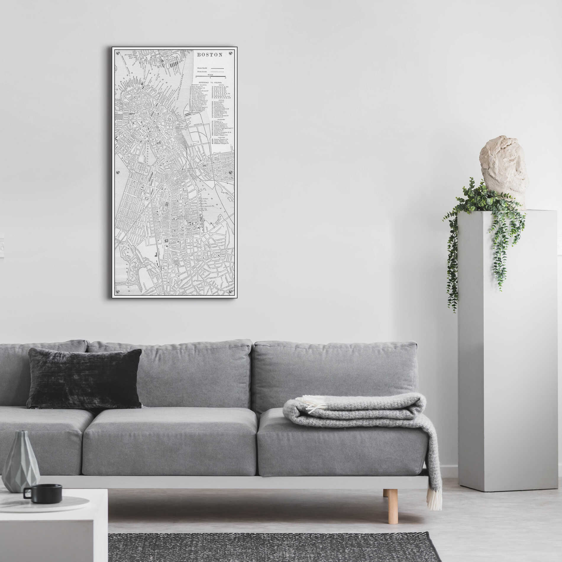 Epic Art 'Tinted Map of Boston' by  Vision Studio, Acrylic Glass Wall Art,24x48