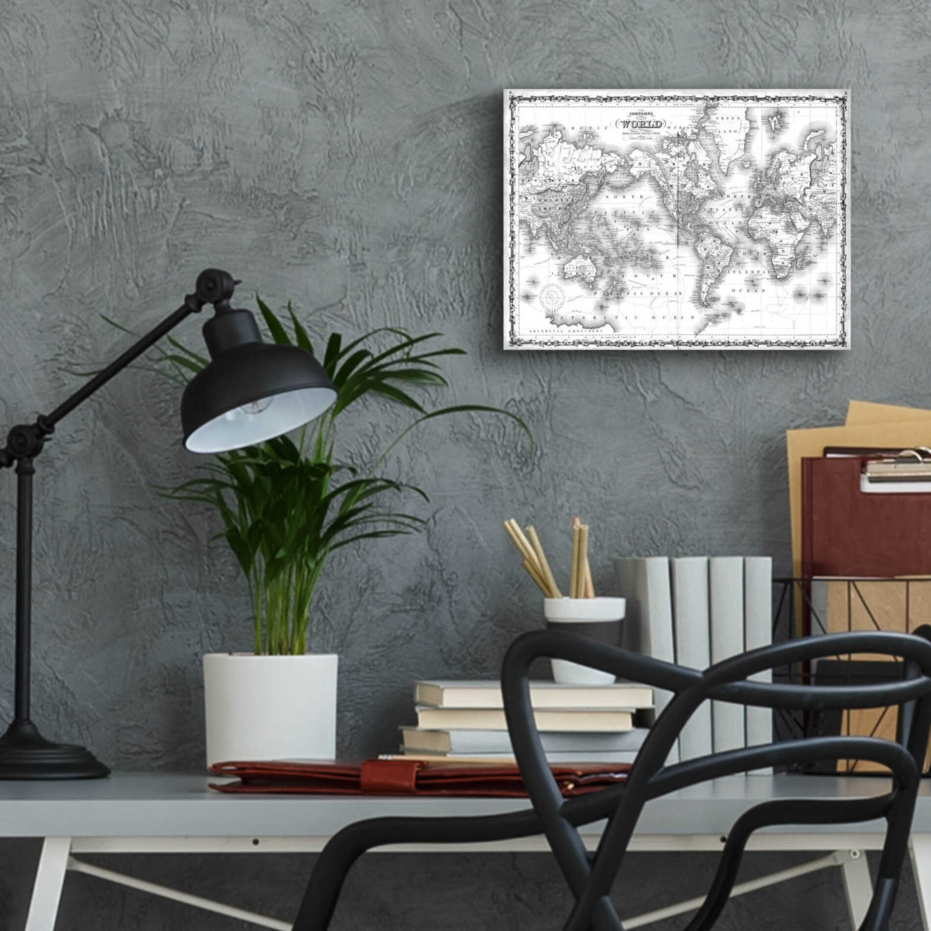 Epic Art 'Johnson's Map of the World' by  Johnson, Acrylic Glass Wall Art,16x12