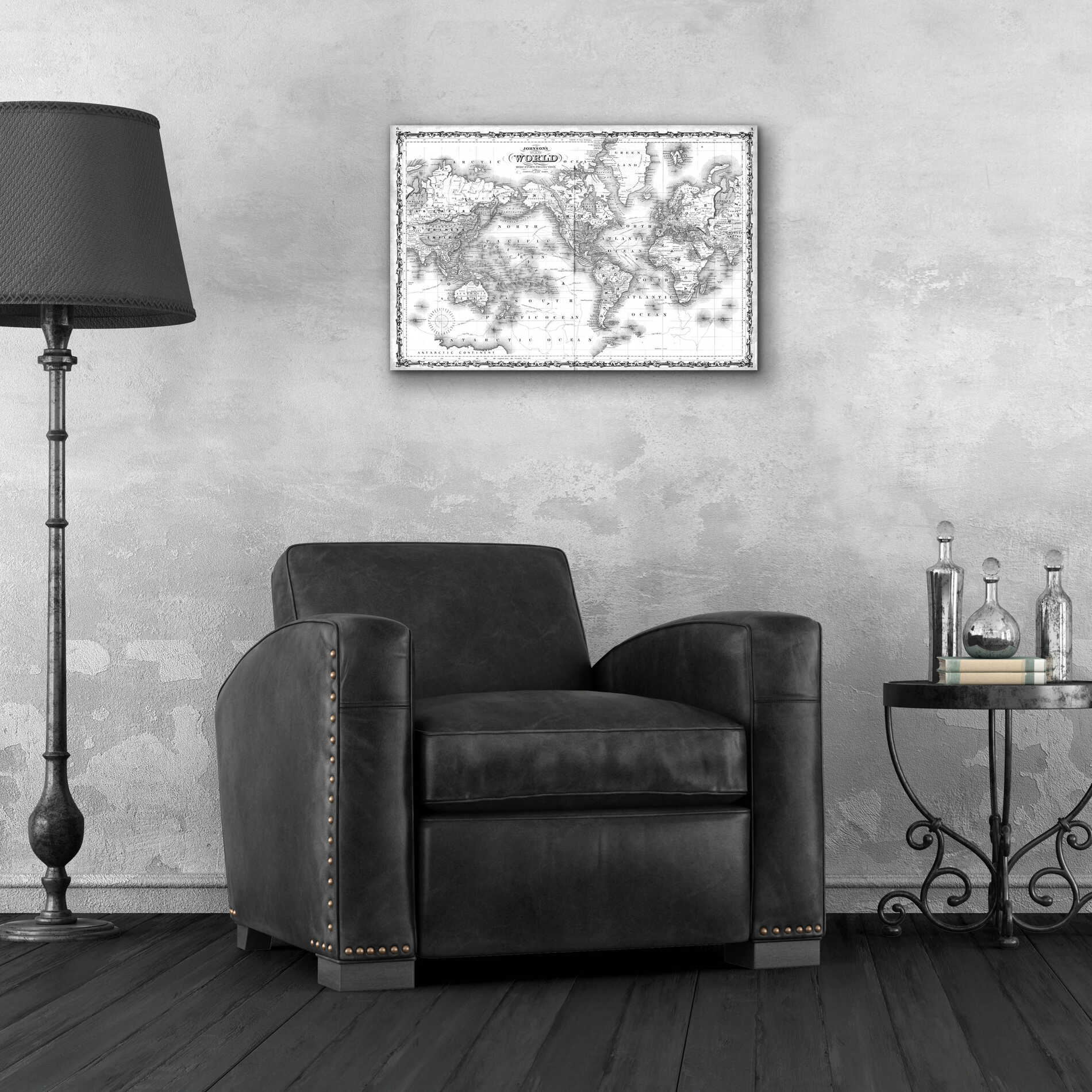 Epic Art 'Johnson's Map of the World' by  Johnson, Acrylic Glass Wall Art,24x16