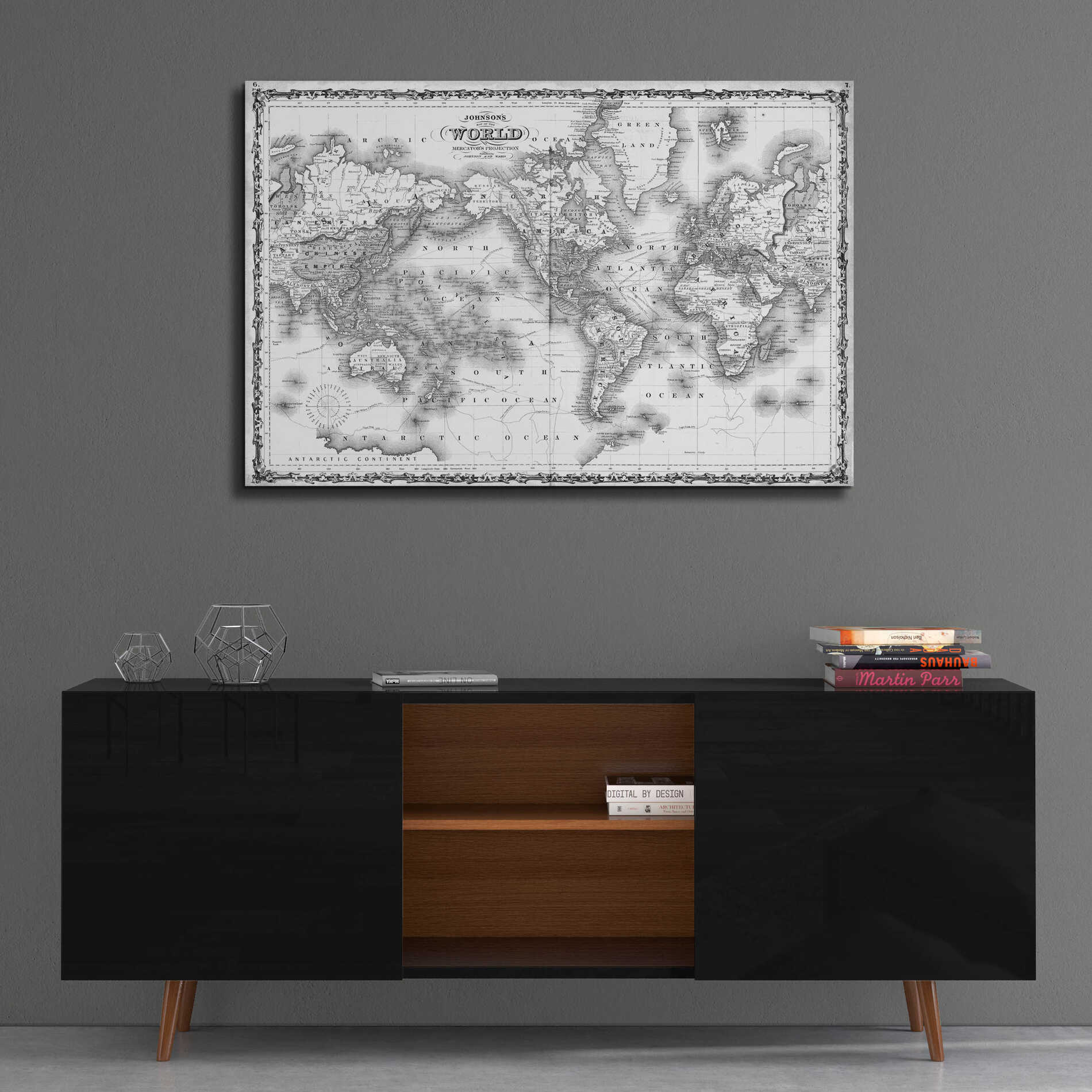 Epic Art 'Johnson's Map of the World' by  Johnson, Acrylic Glass Wall Art,36x24