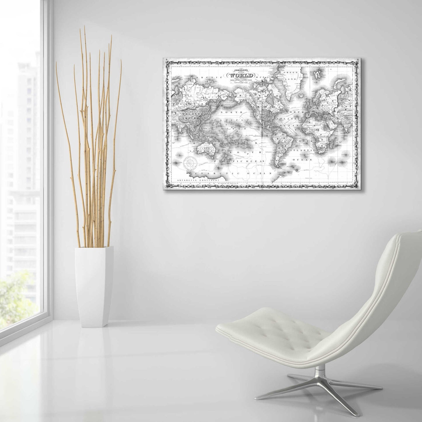 Epic Art 'Johnson's Map of the World' by  Johnson, Acrylic Glass Wall Art,36x24