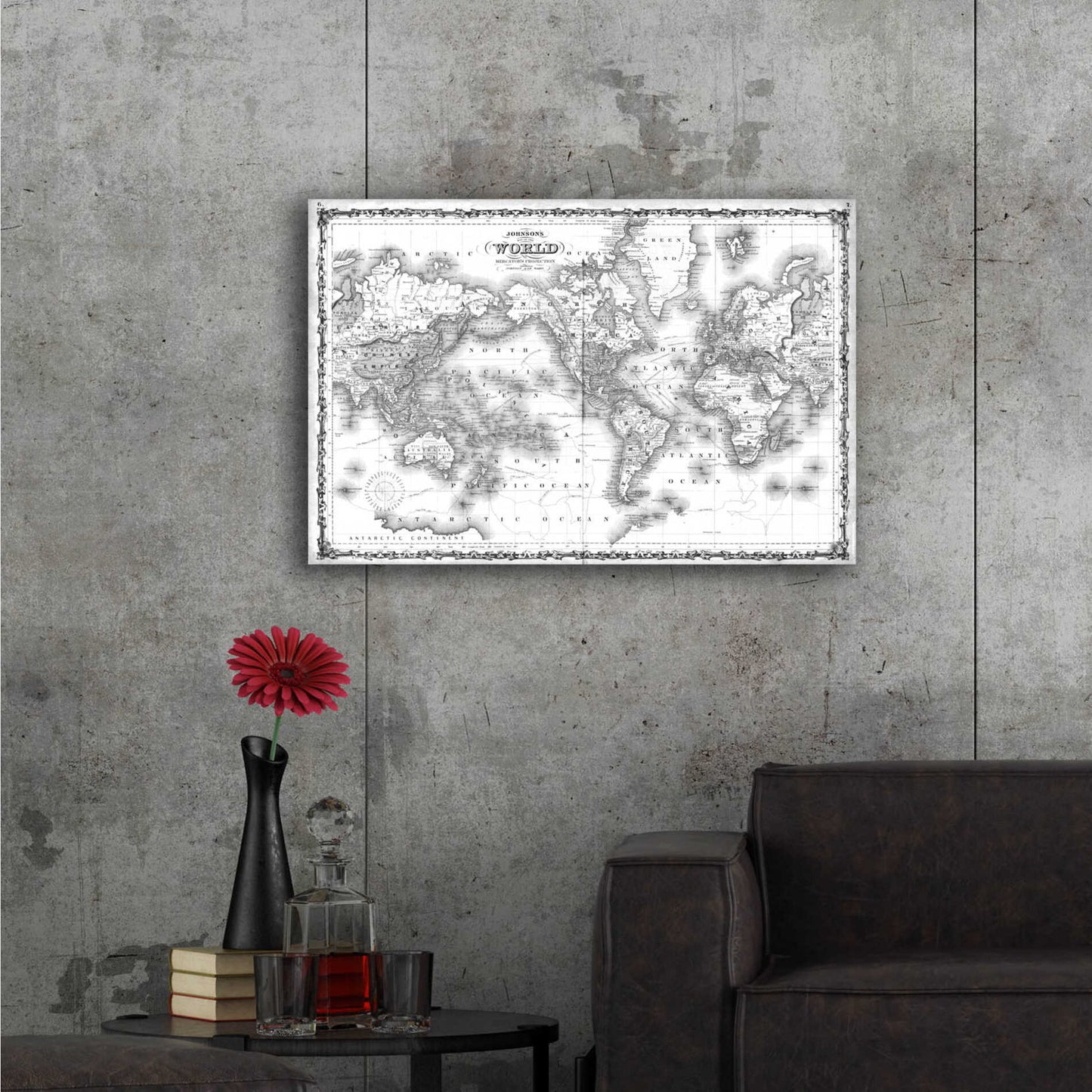 Epic Art 'Johnson's Map of the World' by  Johnson, Acrylic Glass Wall Art,36x24