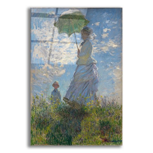 Epic Art 'Woman With A Parasol' by Claude Monet, Acrylic Glass Wall Art