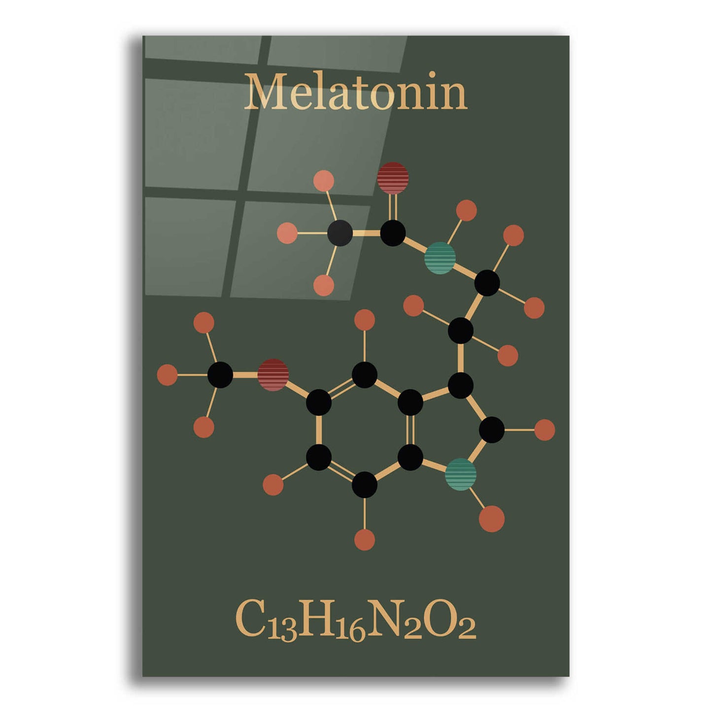 Epic Art 'Melatonin Molecule III' by Epic Portfolio, Acrylic Glass Wall Art,16x24