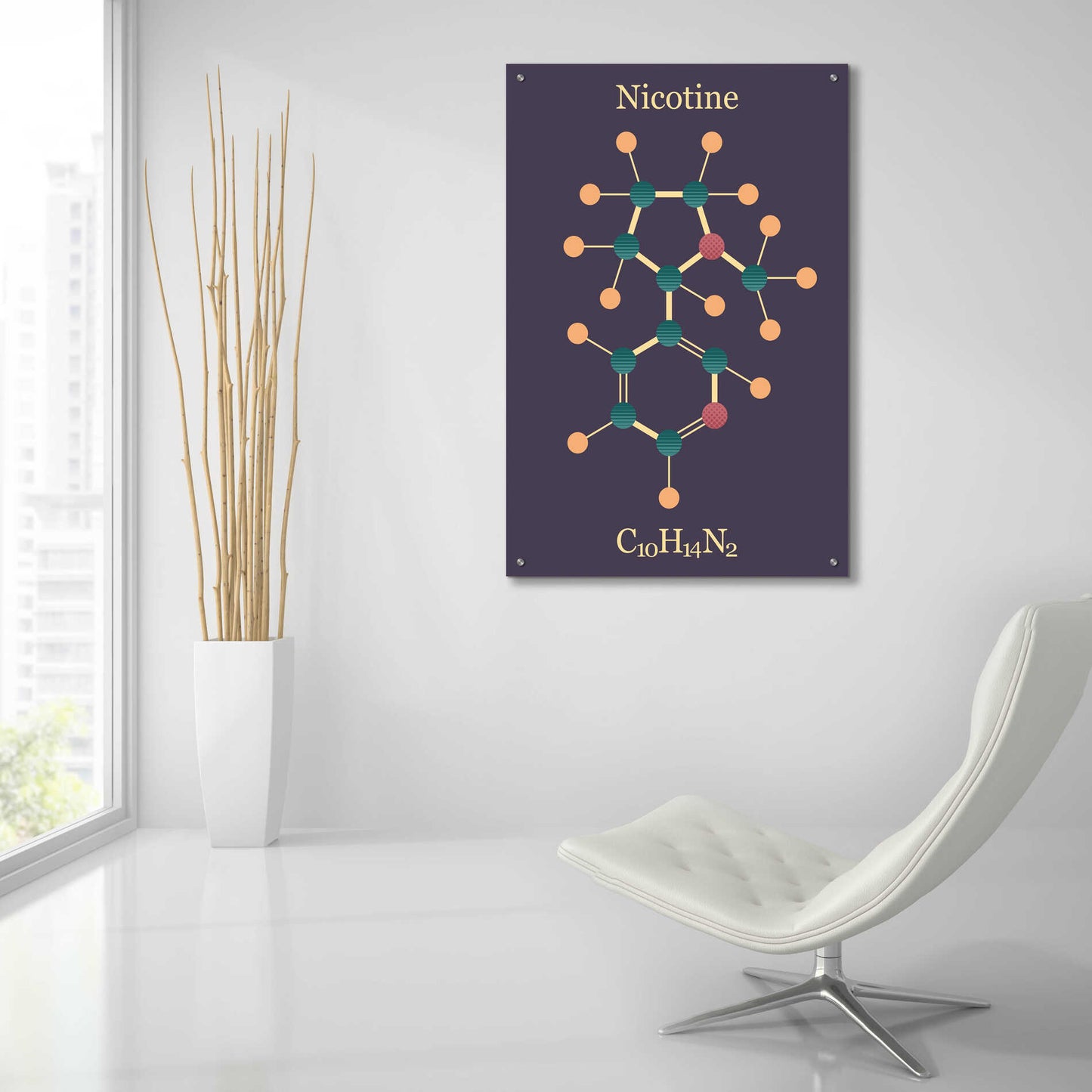 Epic Art 'Nicotine Molecule' by Epic Portfolio, Acrylic Glass Wall Art,24x36