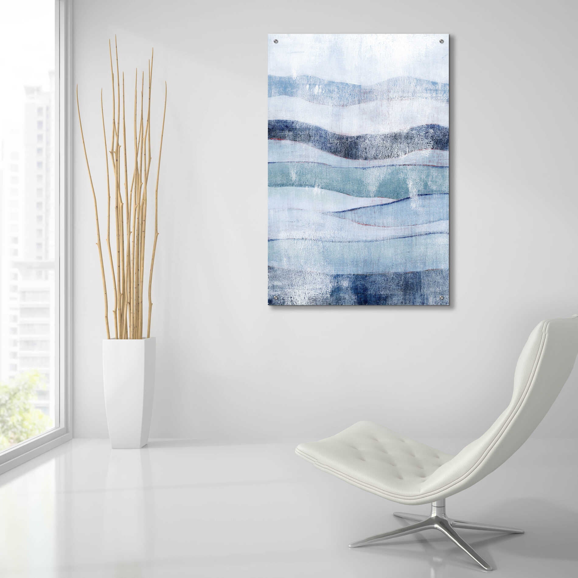 Epic Art 'White Out In Blue I' by Grace Popp, Acrylic Glass Wall Art,24x36