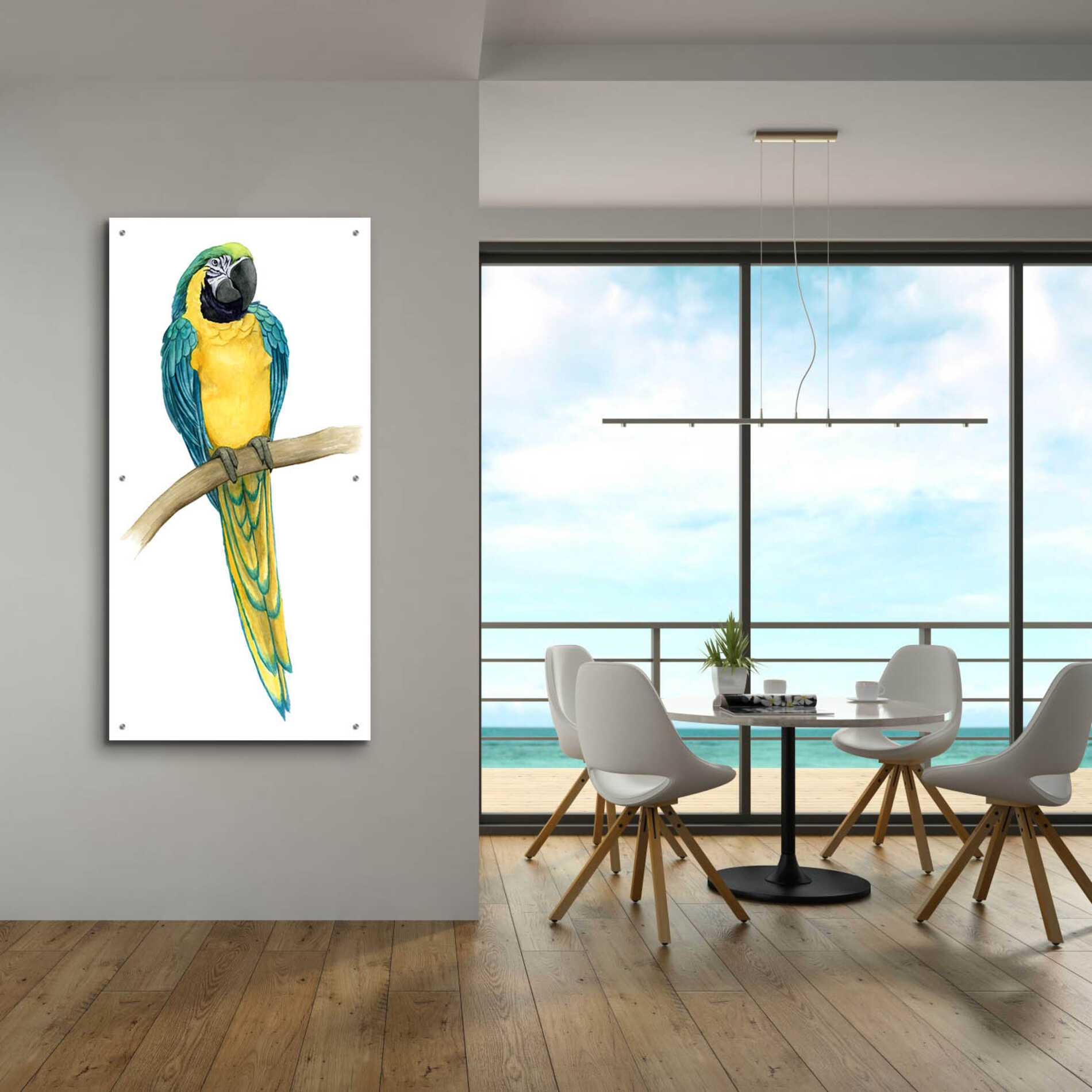 Epic Art 'Teal Macaw II' by Grace Popp, Acrylic Glass Wall Art,24x48