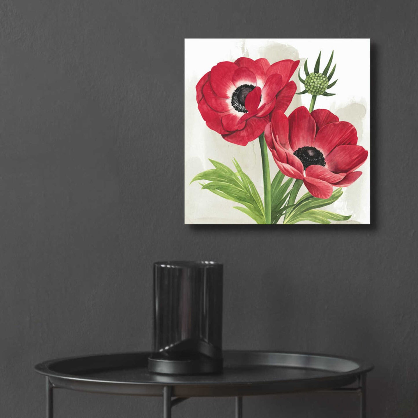 Epic Art 'Crimson Anemones I' by Grace Popp, Acrylic Glass Wall Art,12x12