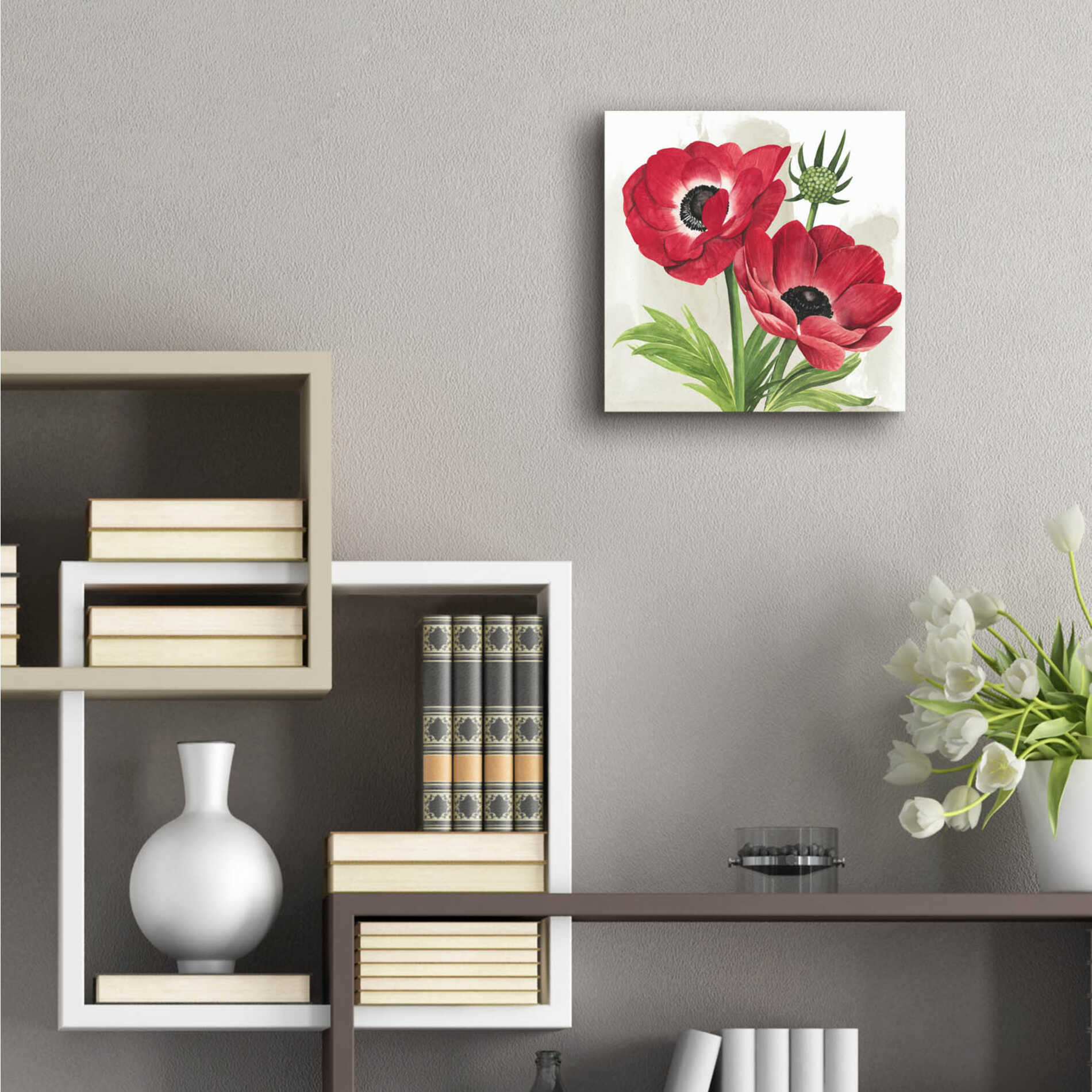 Epic Art 'Crimson Anemones I' by Grace Popp, Acrylic Glass Wall Art,12x12