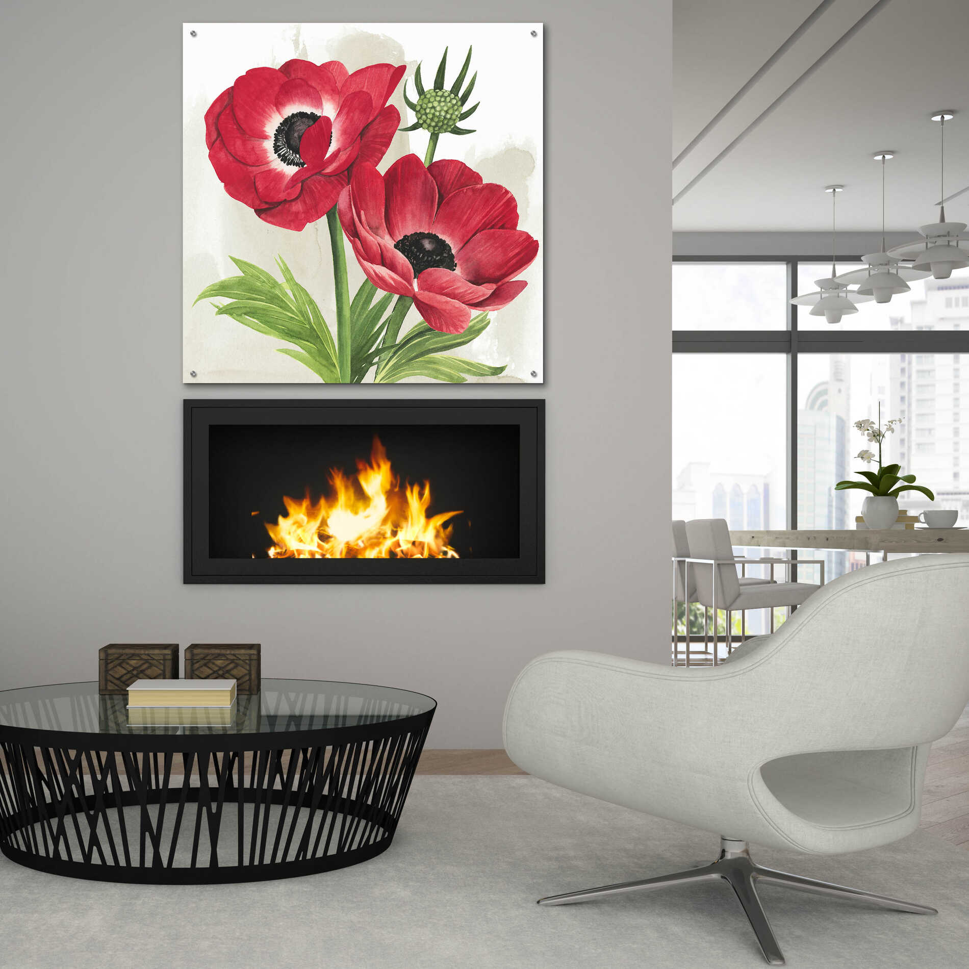 Epic Art 'Crimson Anemones I' by Grace Popp, Acrylic Glass Wall Art,36x36