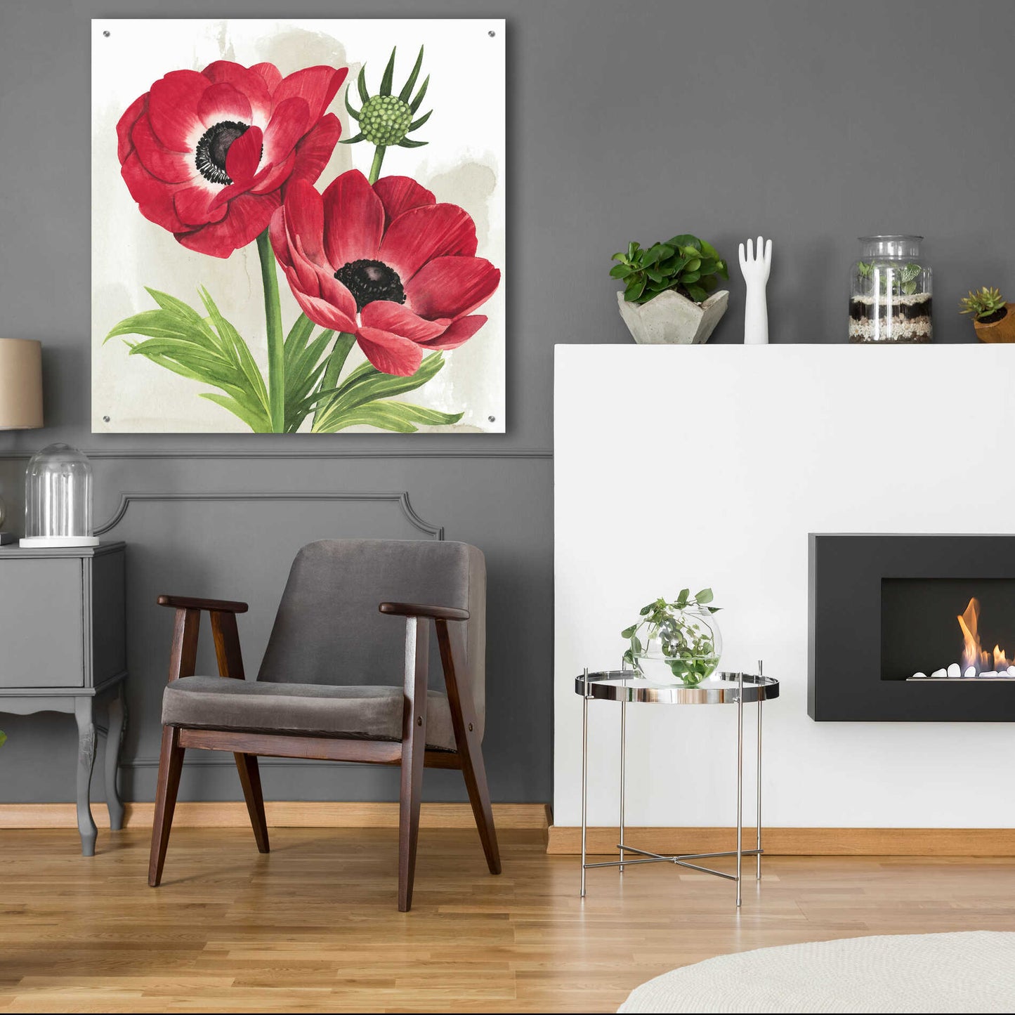 Epic Art 'Crimson Anemones I' by Grace Popp, Acrylic Glass Wall Art,36x36