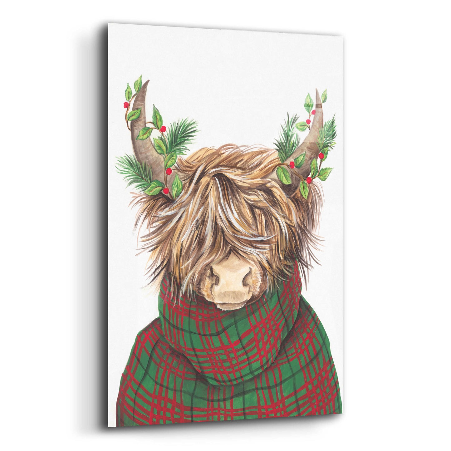 Epic Art 'Christmas Highland Cow' by Diane Kater, Acrylic Glass Wall Art,12x16