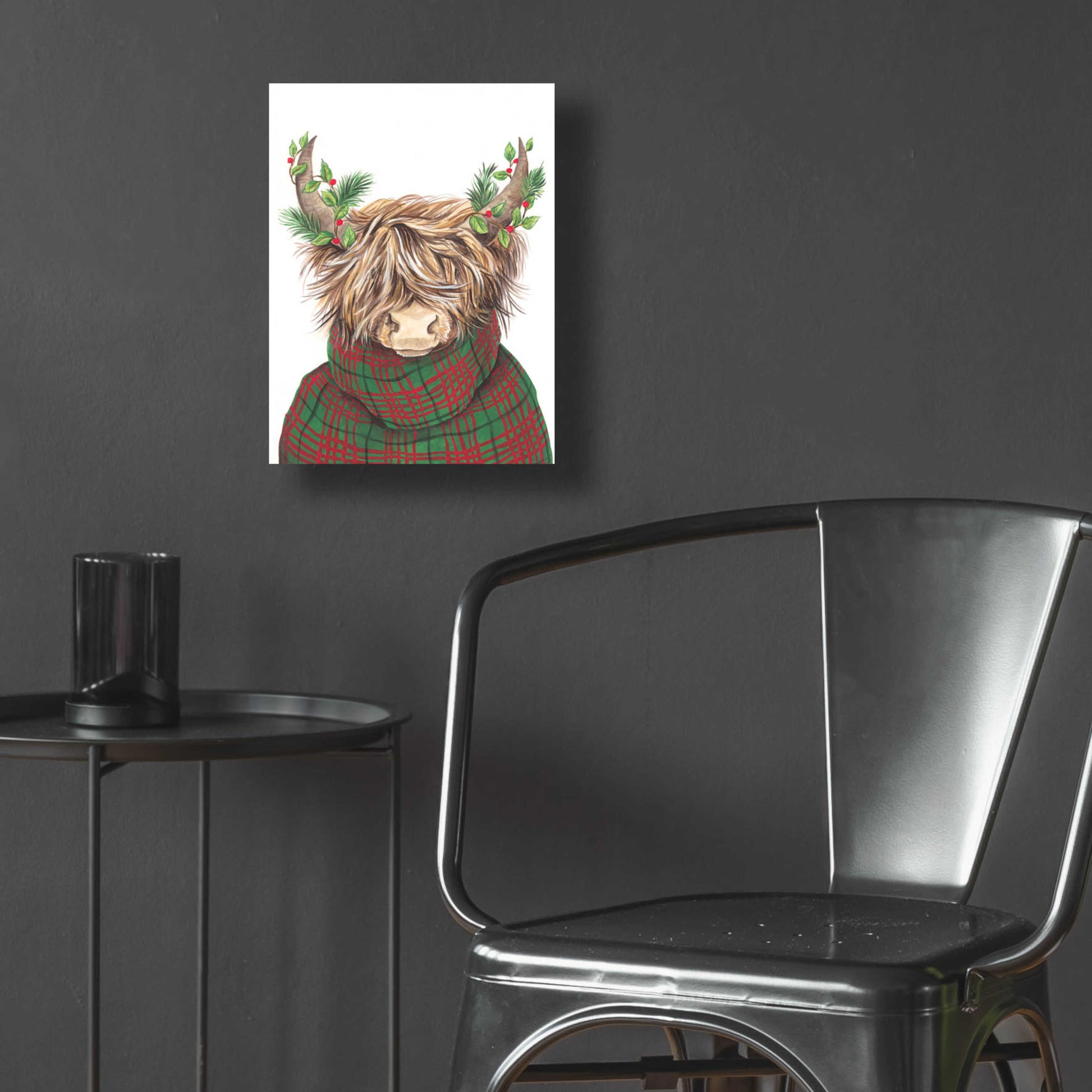 Epic Art 'Christmas Highland Cow' by Diane Kater, Acrylic Glass Wall Art,12x16