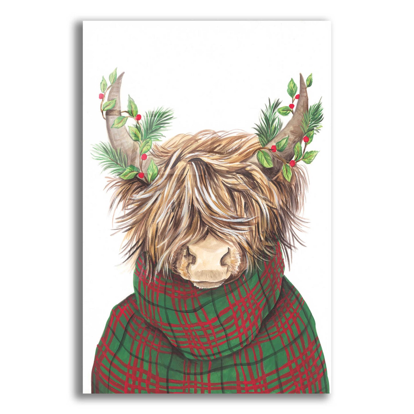 Epic Art 'Christmas Highland Cow' by Diane Kater, Acrylic Glass Wall Art,12x16