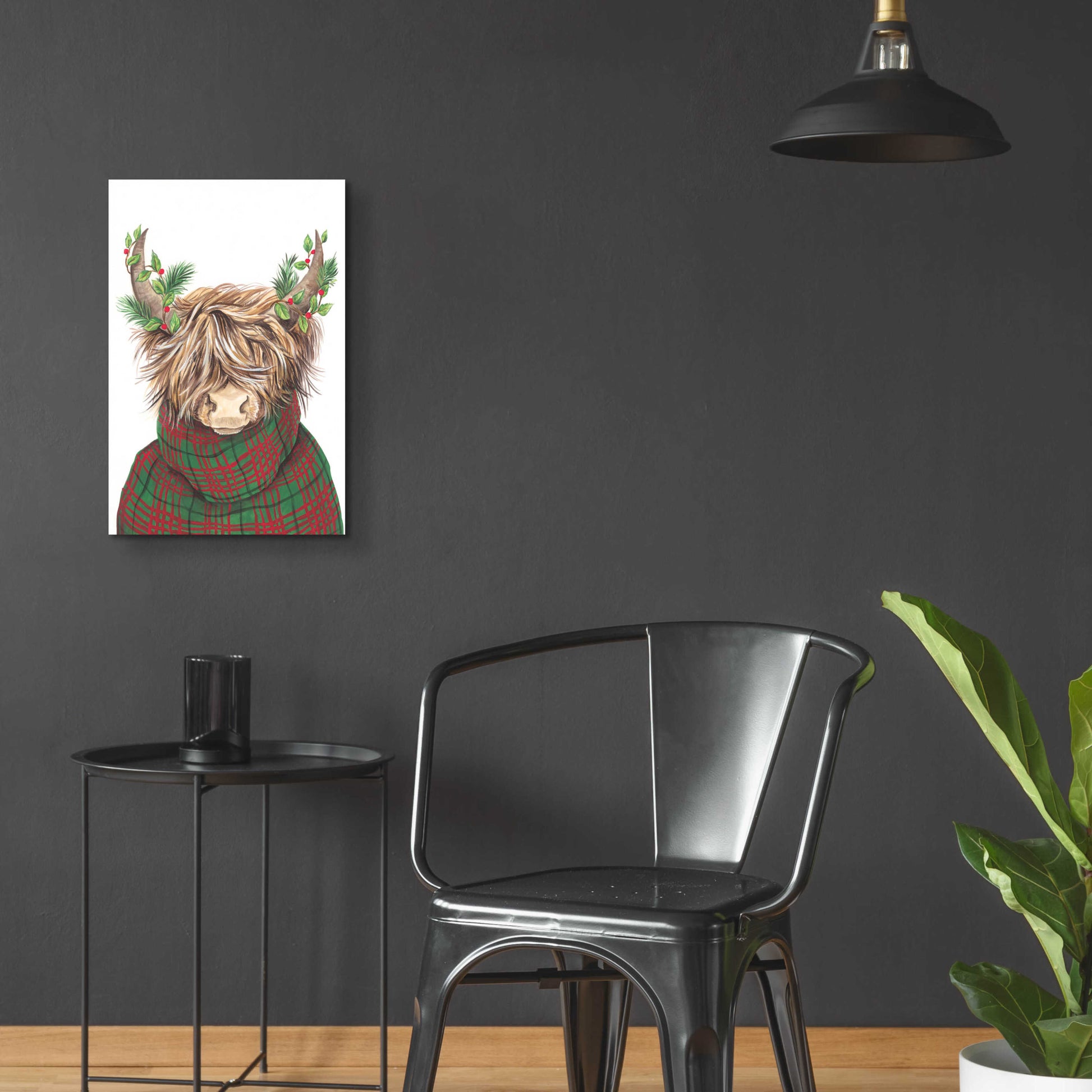 Epic Art 'Christmas Highland Cow' by Diane Kater, Acrylic Glass Wall Art,16x24