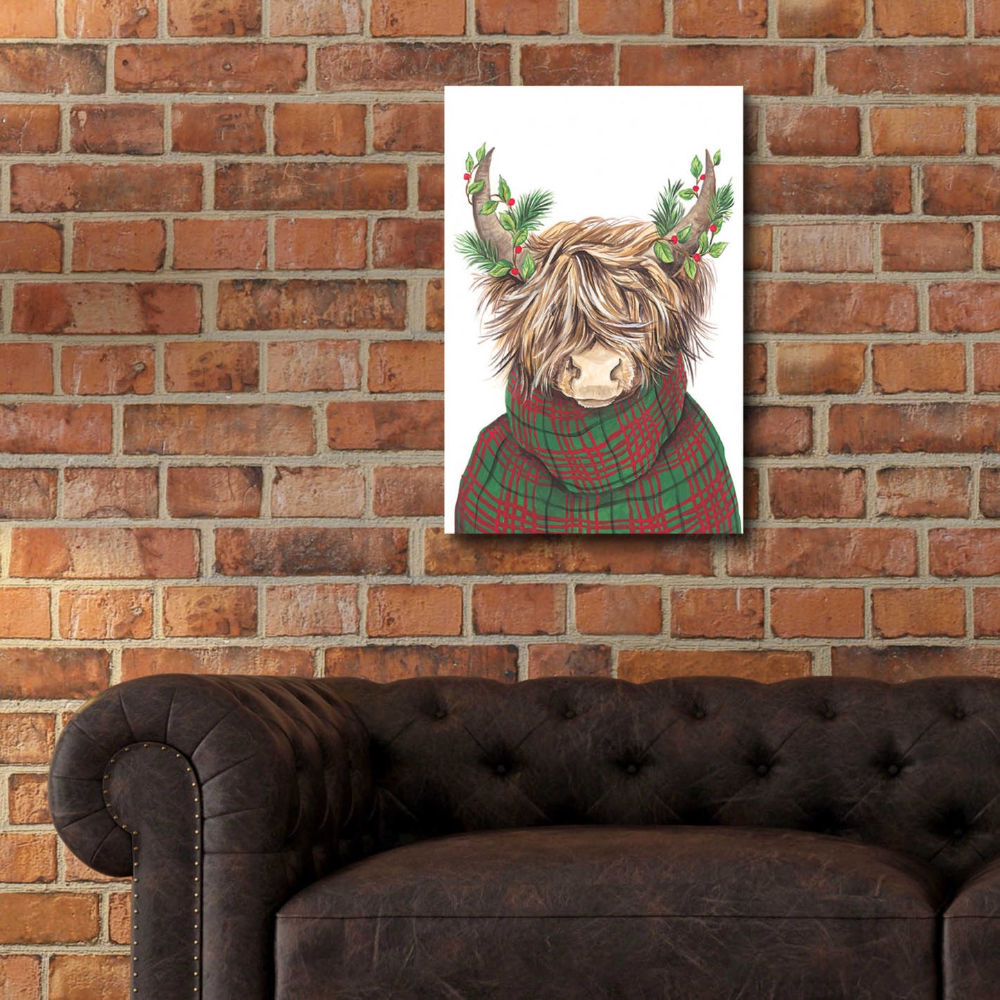 Epic Art 'Christmas Highland Cow' by Diane Kater, Acrylic Glass Wall Art,16x24