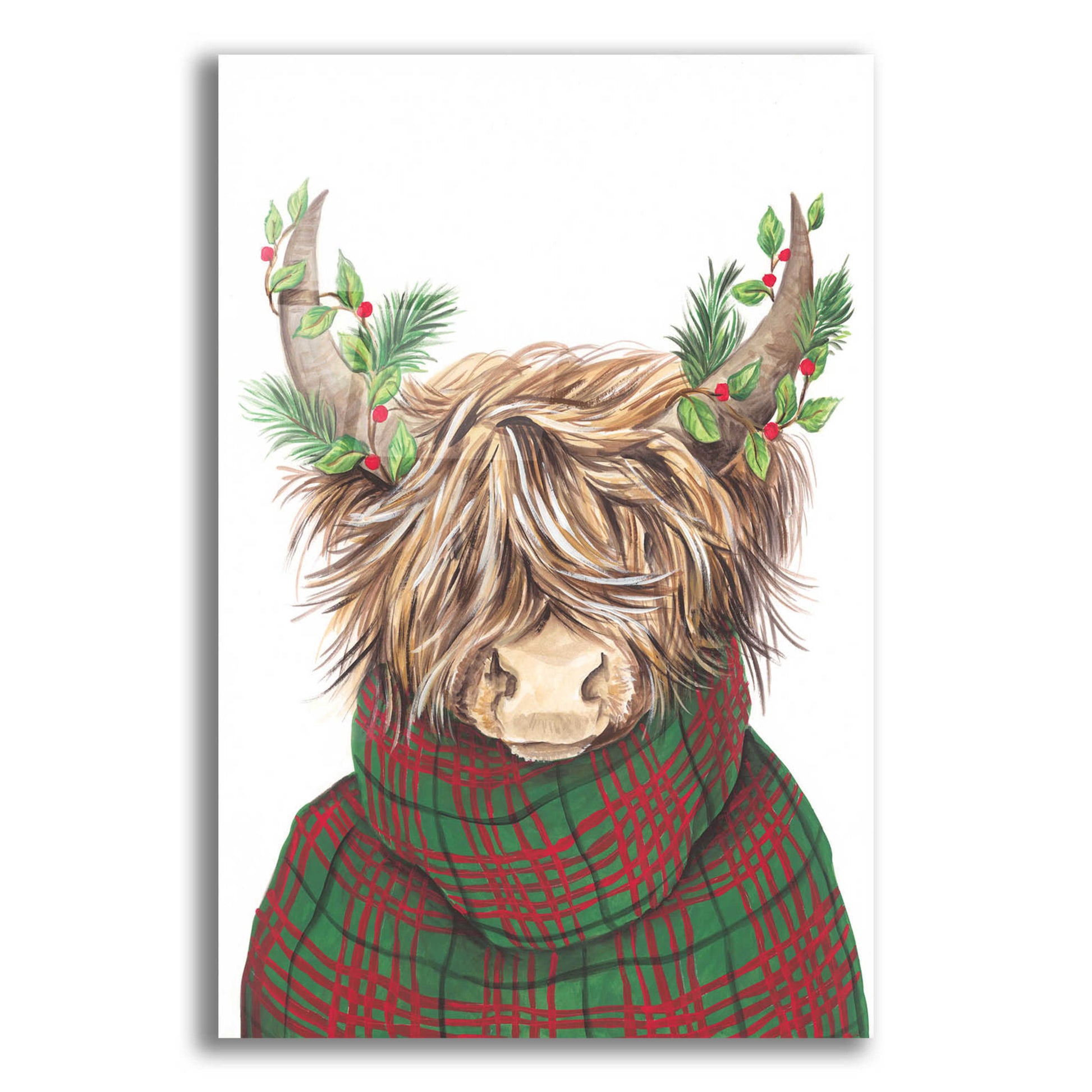 Epic Art 'Christmas Highland Cow' by Diane Kater, Acrylic Glass Wall Art,16x24